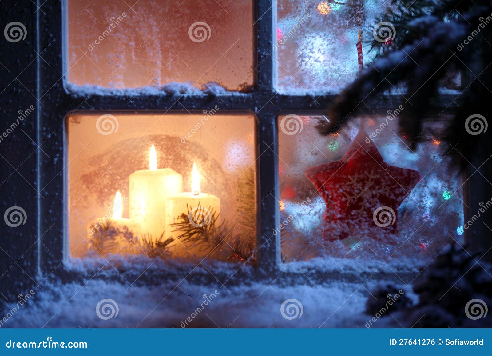Window With Christmas Decoration Stock Photo - Image: 27641276