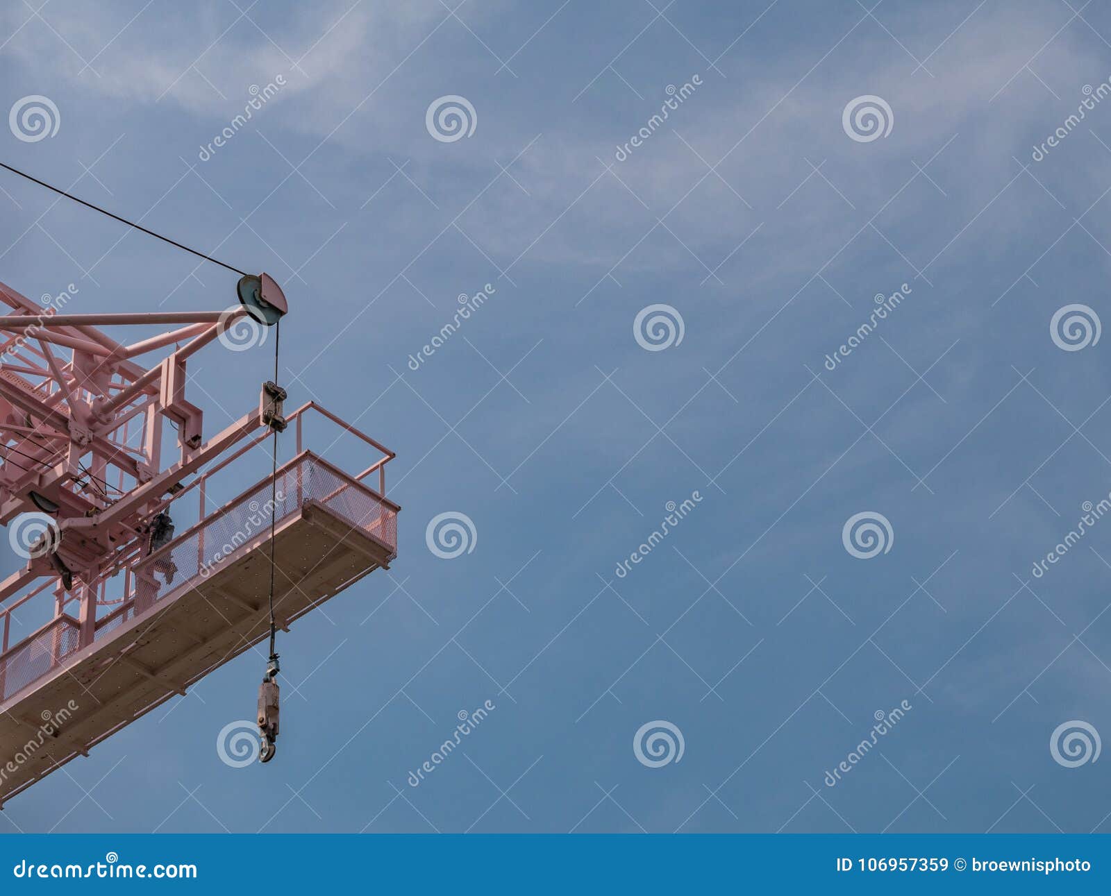 Window Cleaning Crane Lift Standby with Blue Sky View Stock Image