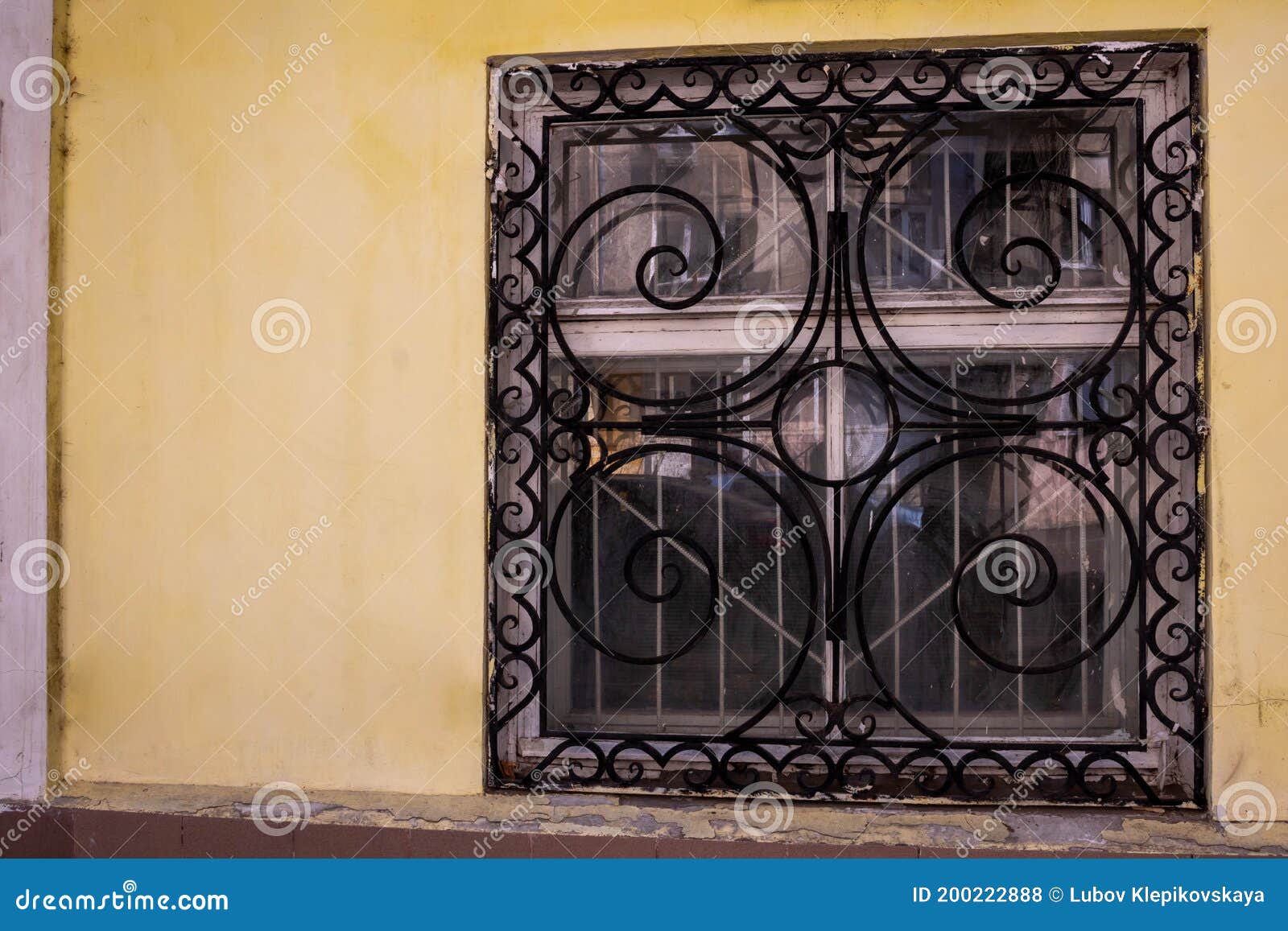 Window with Iron Openwork Wrought Iron Bars Stock Photo Image of cell