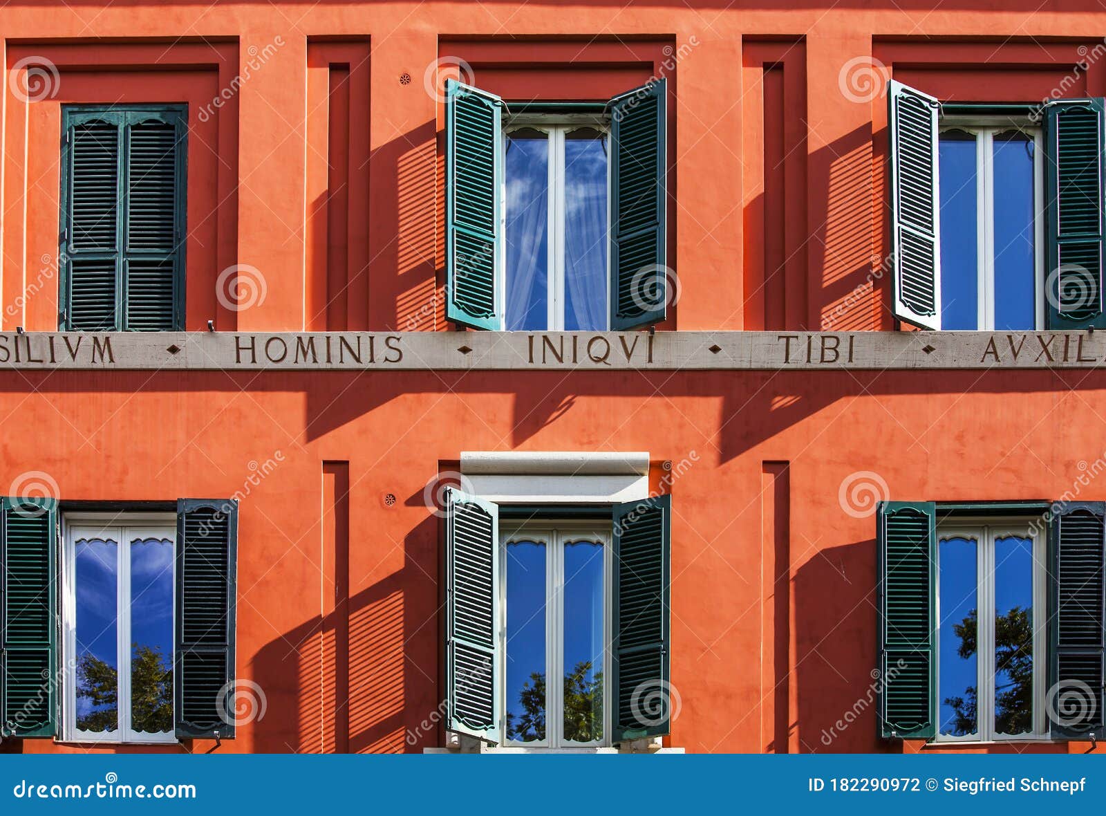 Window with Shutters on a House Facade in Rome Lazio Italy Editorial
