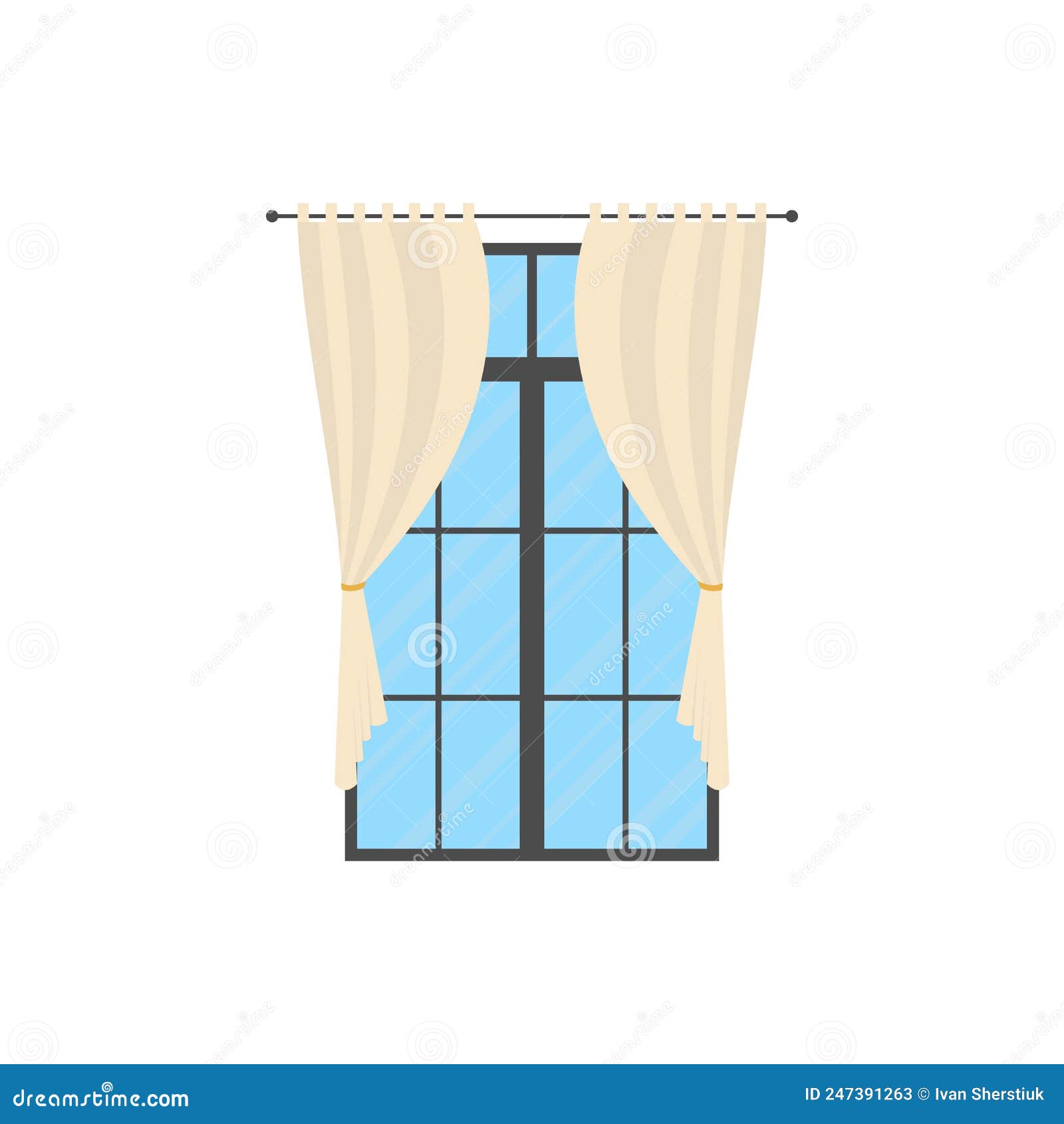 Window with Shutters. Isolated Cartoon Style. Stock Vector
