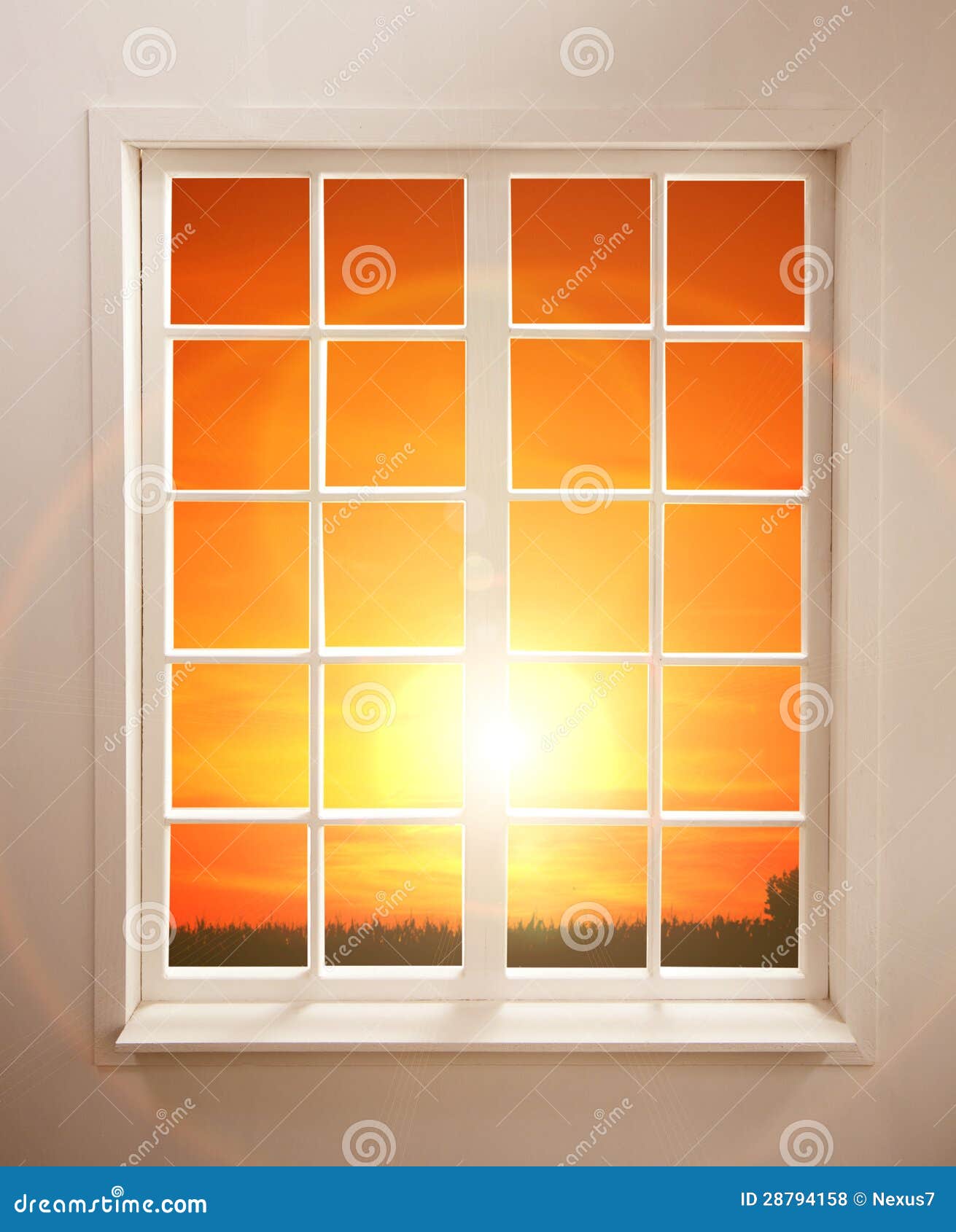 Window and the Sunset stock illustration. Illustration of background