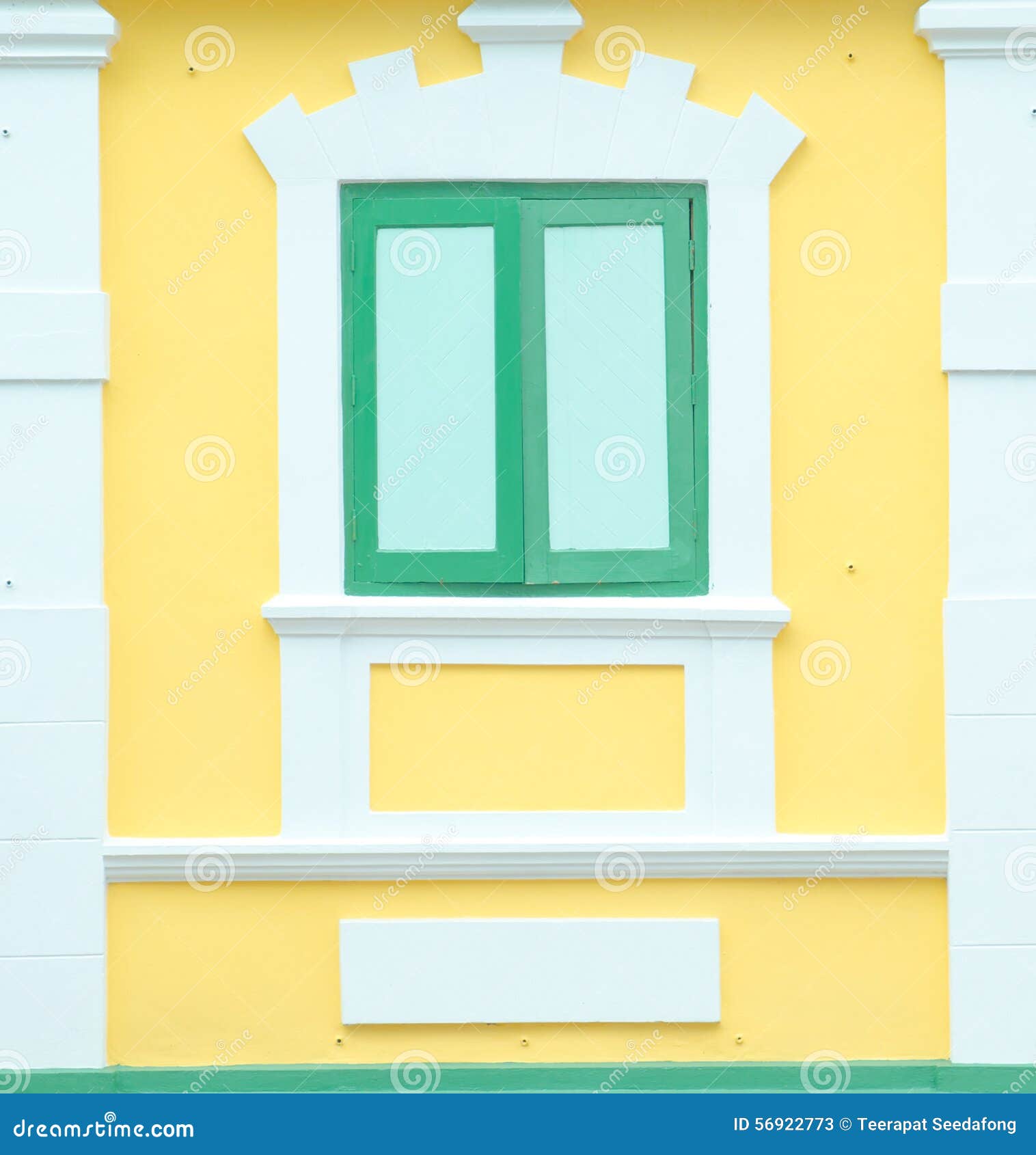 vintage cement art window exterior of an old building