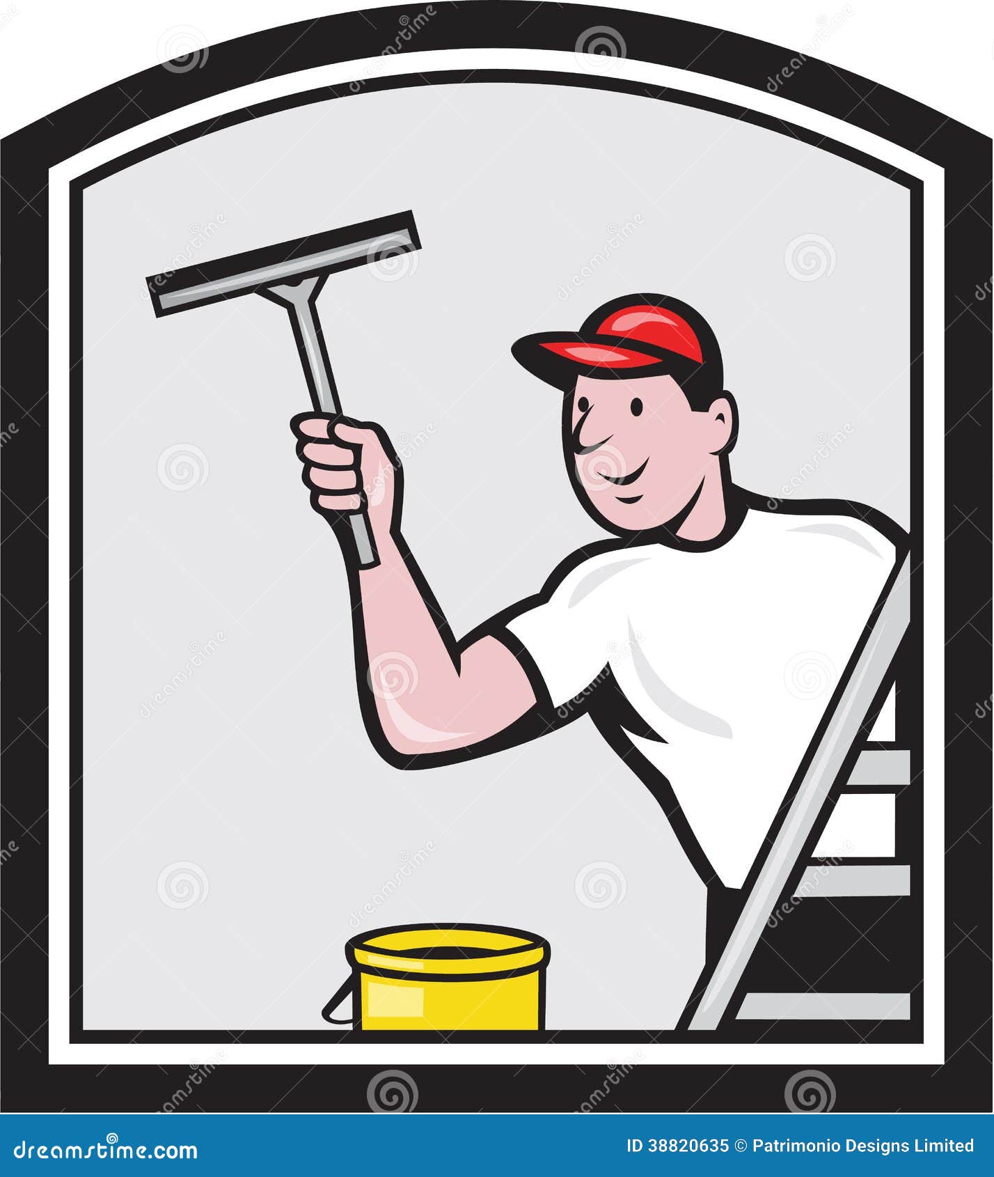 Window Washer Cleaner Cartoon Stock Vector - Illustration of ladder, cleaner:  38820635