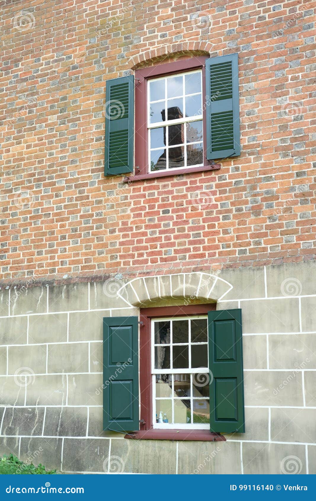 Windows in a brick house stock photo. Image of home, looking 99116140