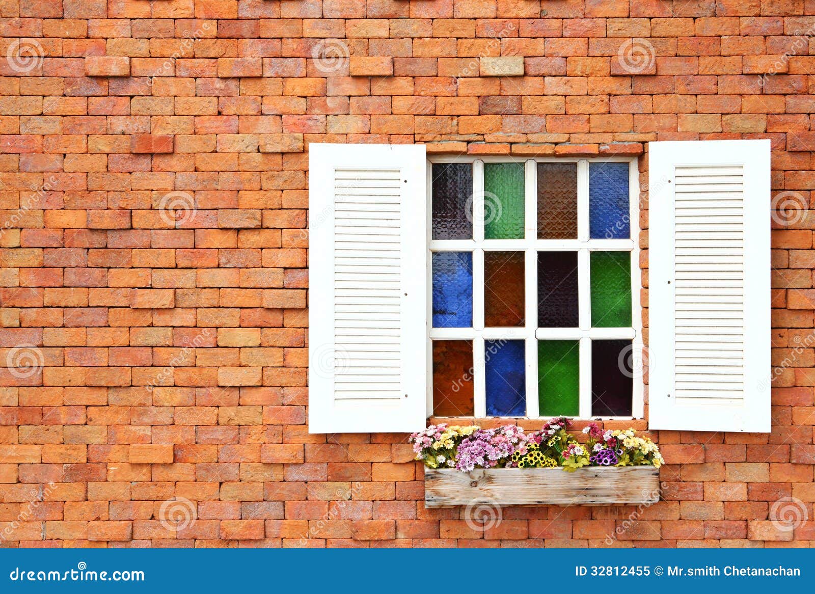 Windows on brick wall stock image. Image of brick, house 32812455