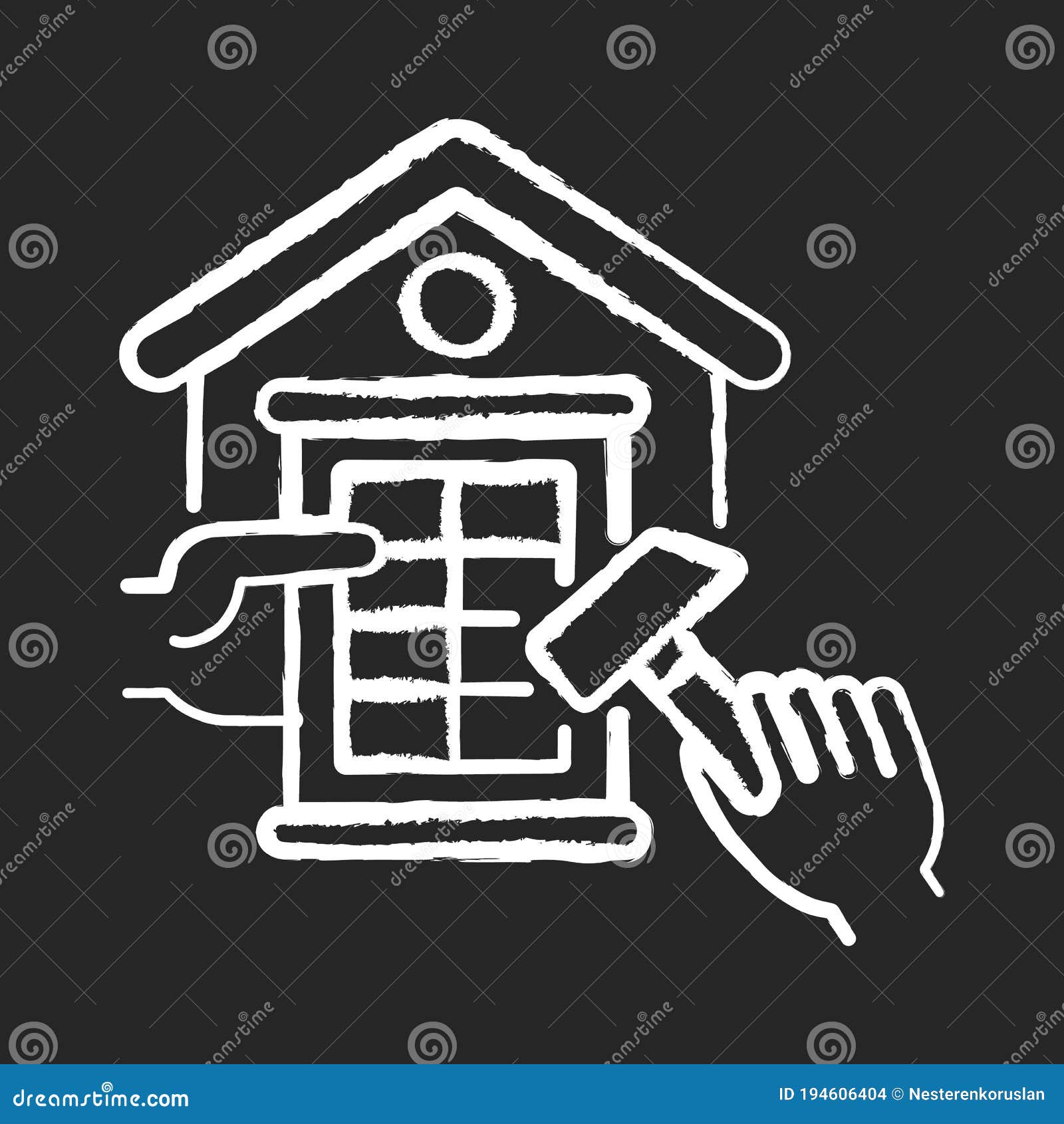 Windows Constructing Chalk White Icon on Black Background Stock Vector