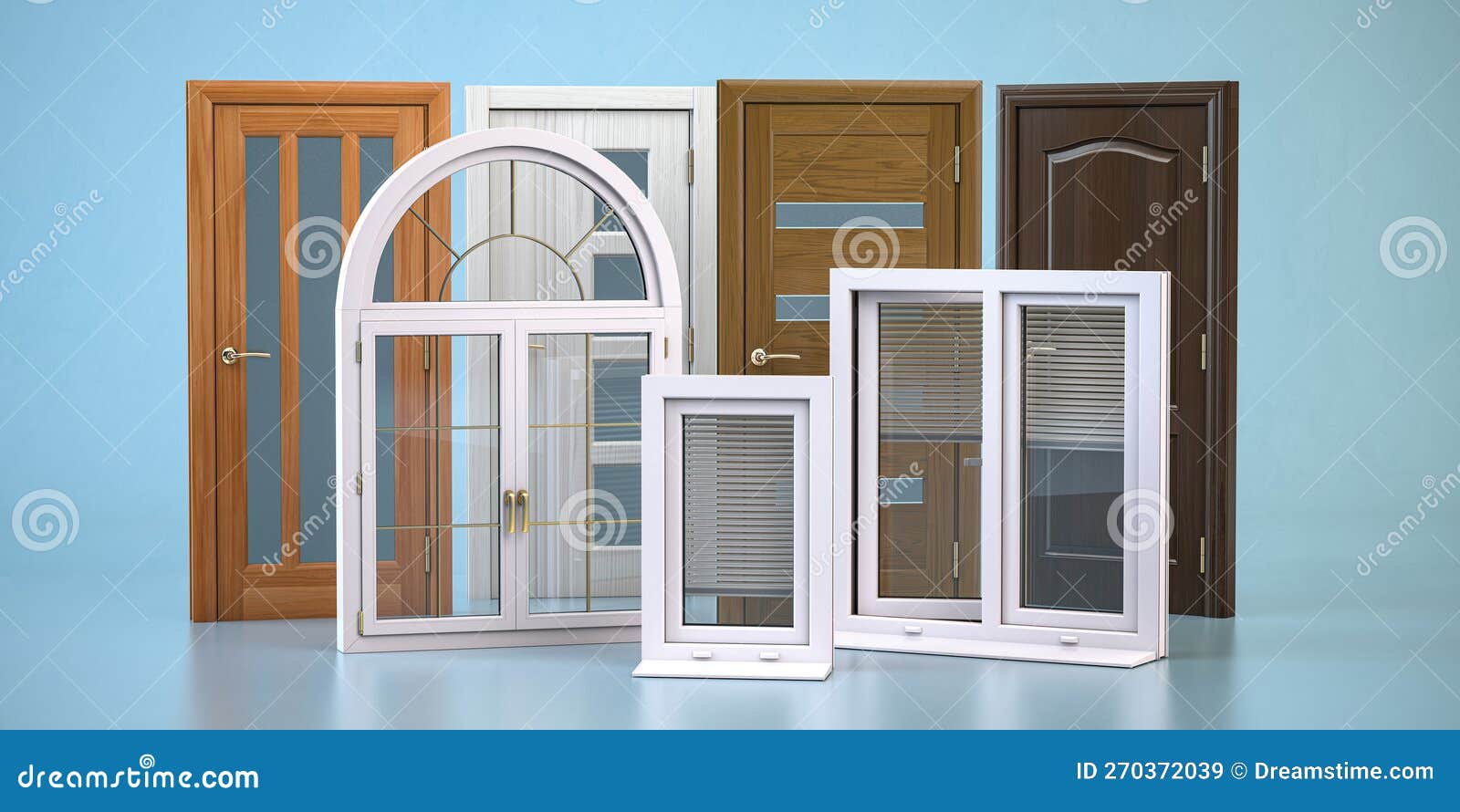 windows and doora of different types  on white