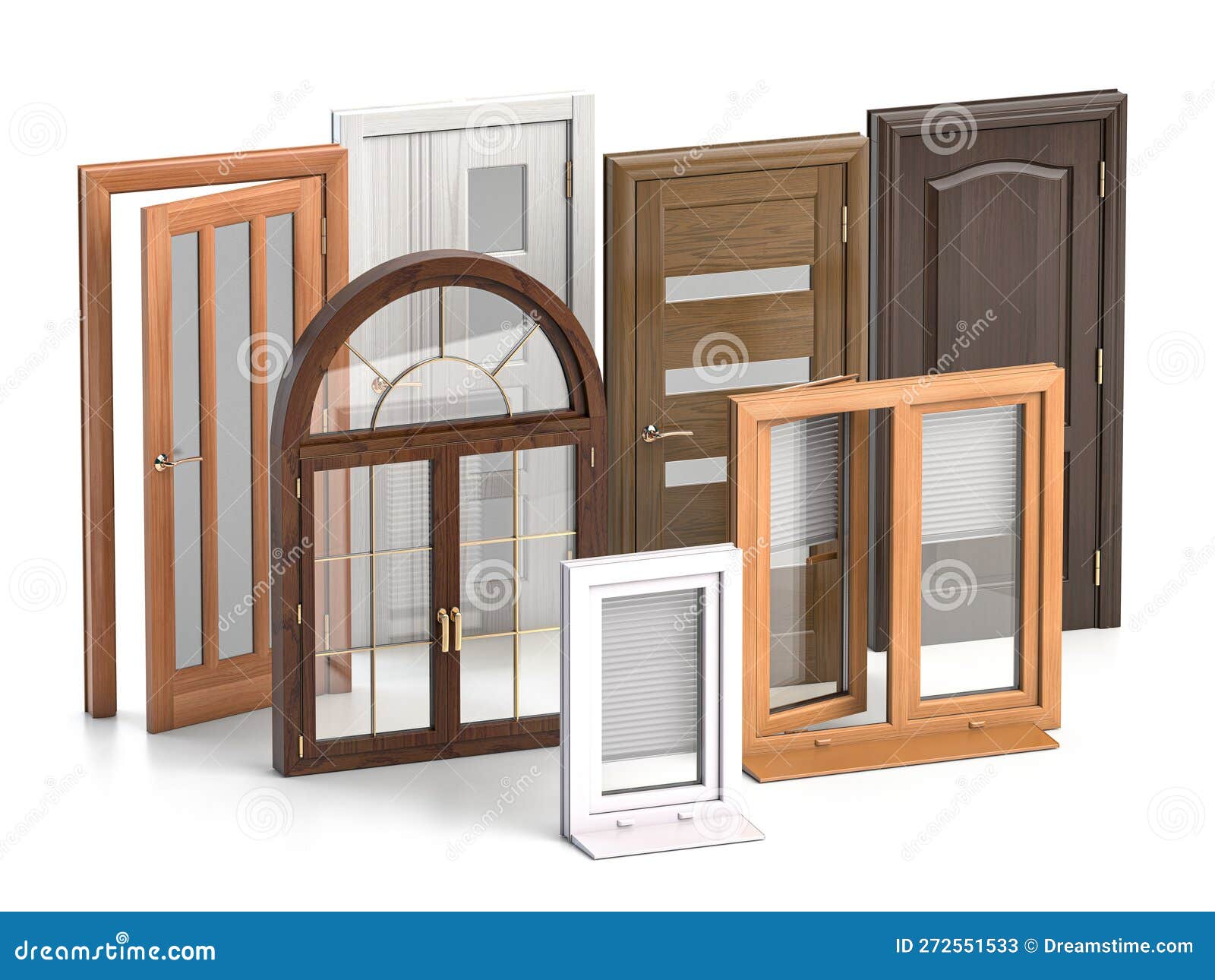 windows and doora of different types  on white