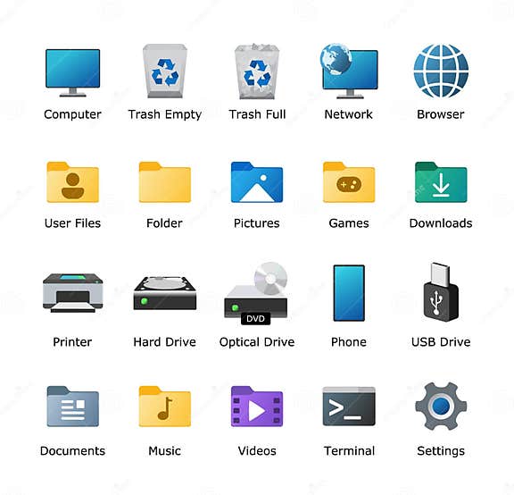 Windows 11 Icons Pack. Microsoft Inspired Desktop Icon. Computer UI ...