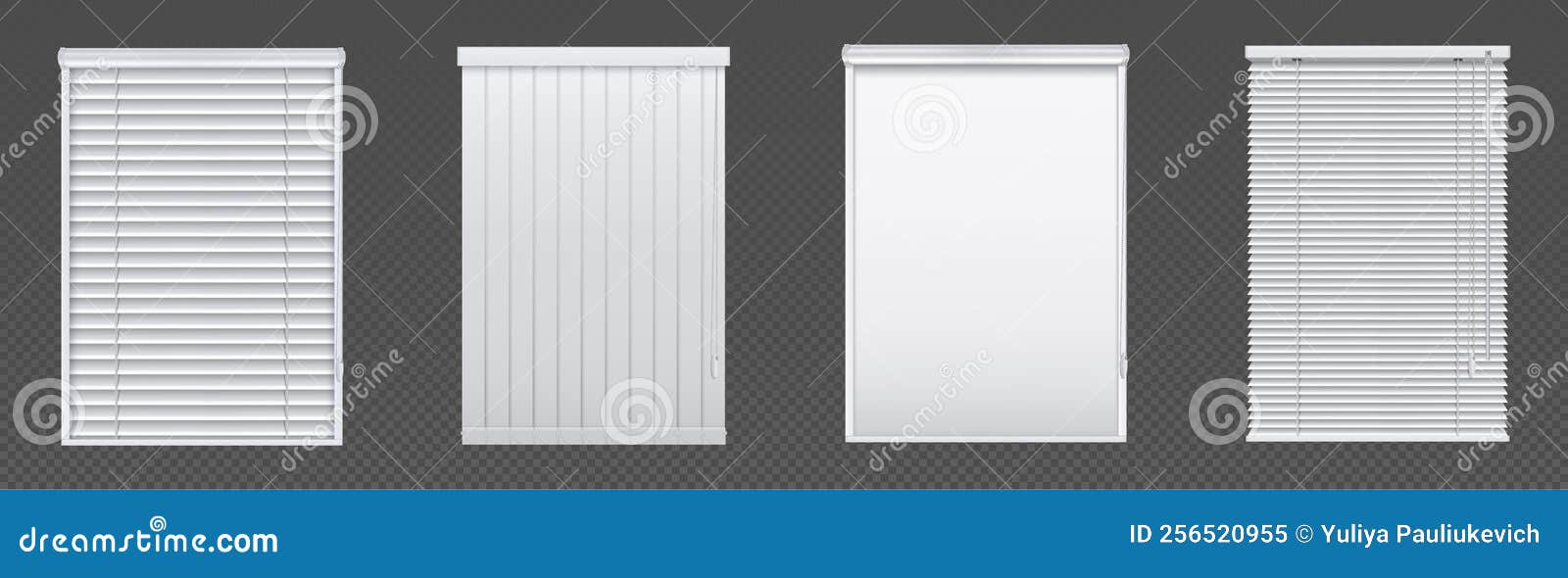 Windows with Jalousie and Roller Shutter Curtains Stock Vector