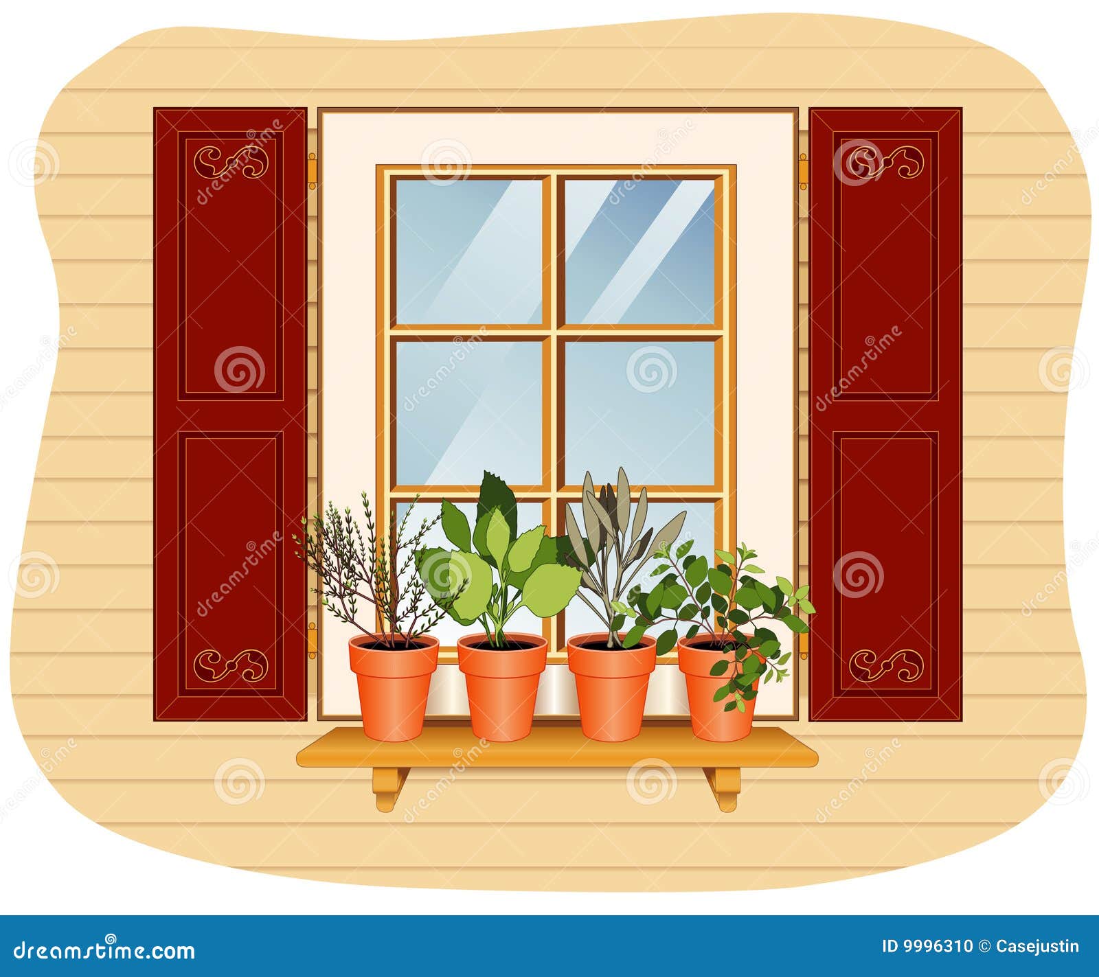 Herb Garden With Pots Of Herbs Set 2 Cartoon Vector