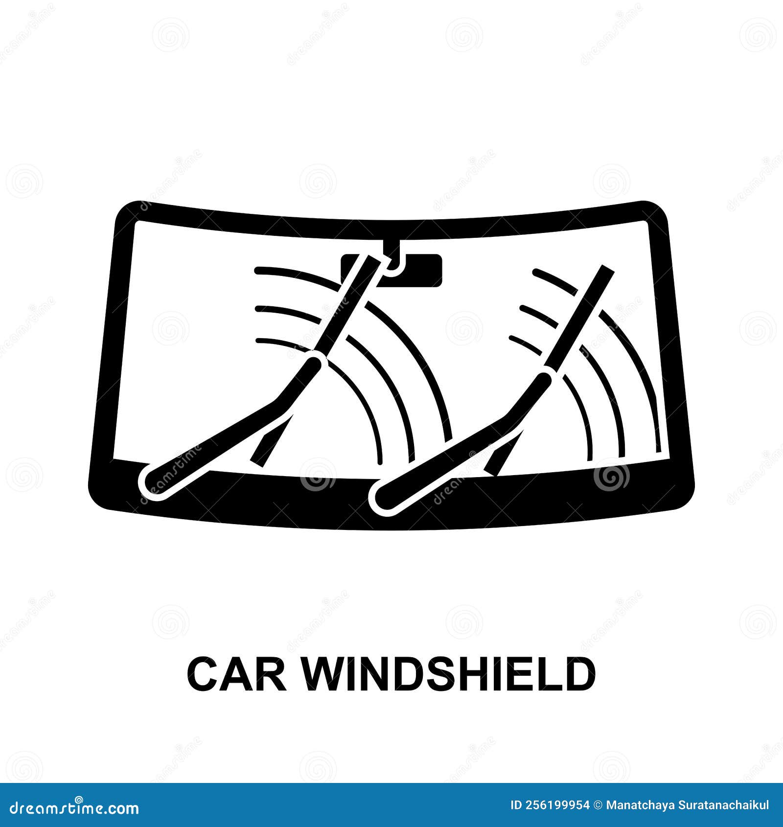 Windshield Car Glass Icon Isolated on White Background. Stock