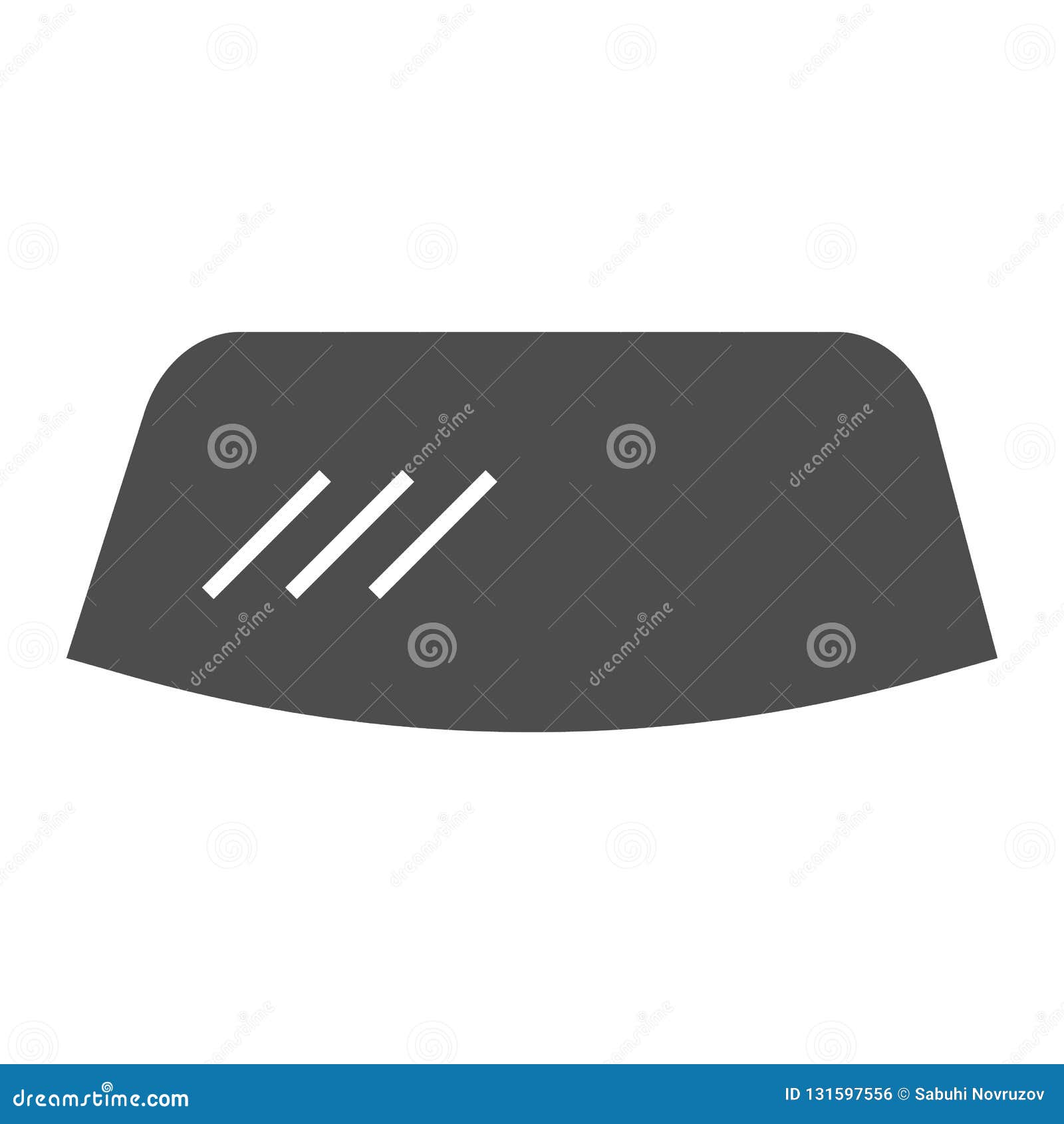 Windshield Solid Icon. Windscreen Vector Illustration Isolated on White