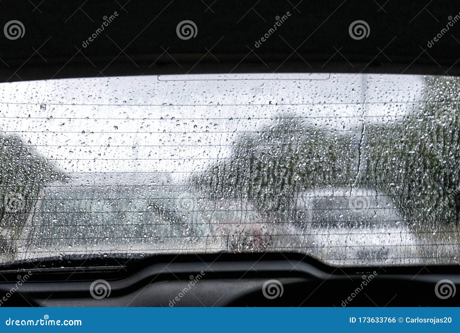 windshield view on a rainy day