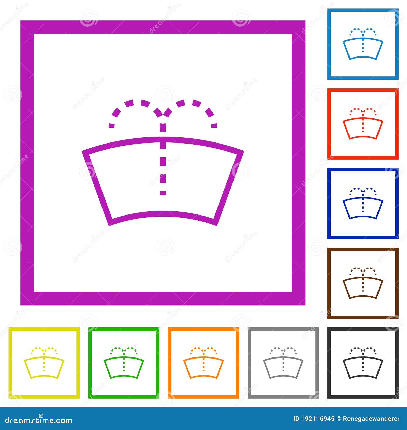 Windshield Washer Flat Framed Icons Stock Vector Illustration of