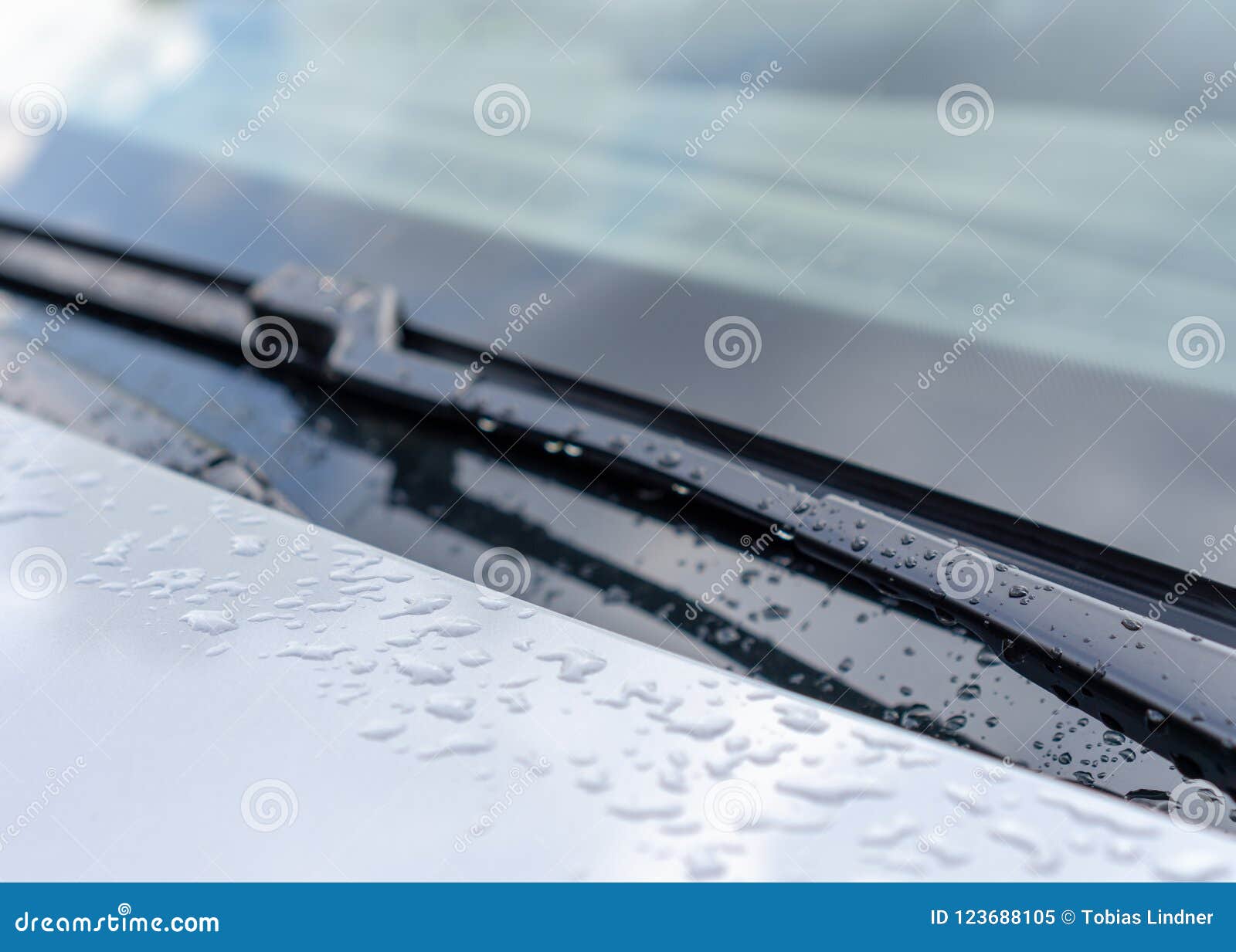 Windshield or Windscreen Wiper Rain Drops on the Paint of a Car Stock Image Image of rain