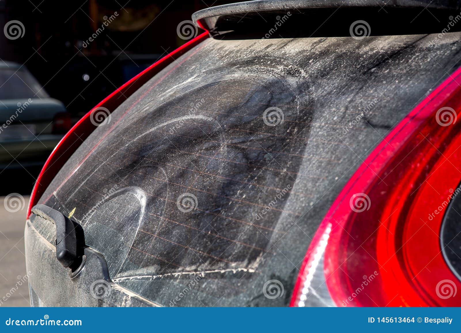Windshield Wiper Dirty Car of the Back Window. Stock Photo Image of