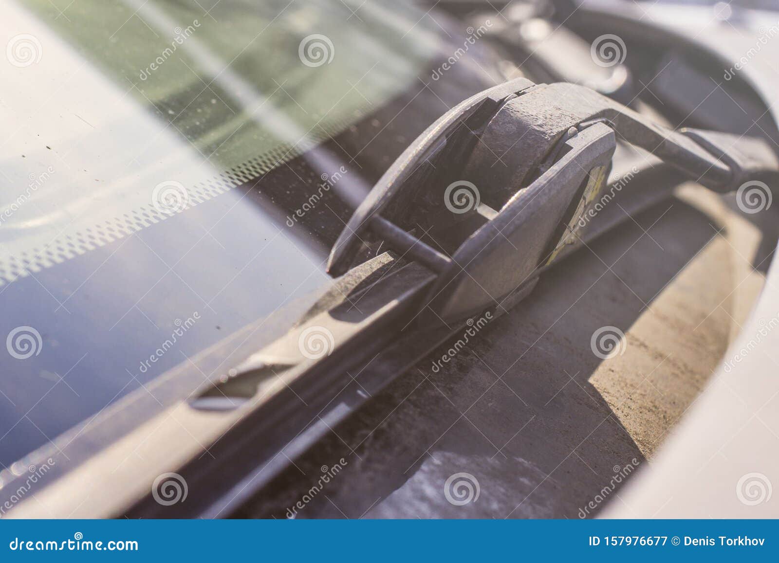 Windshield Wipers from Inside of Car, Season Rain, Front and Background
