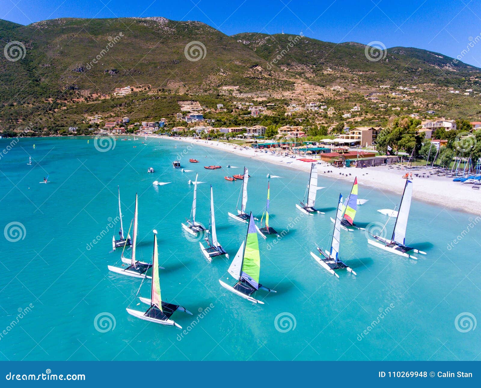 windsurf boats in vasiliki, lefkada greece ioanian island