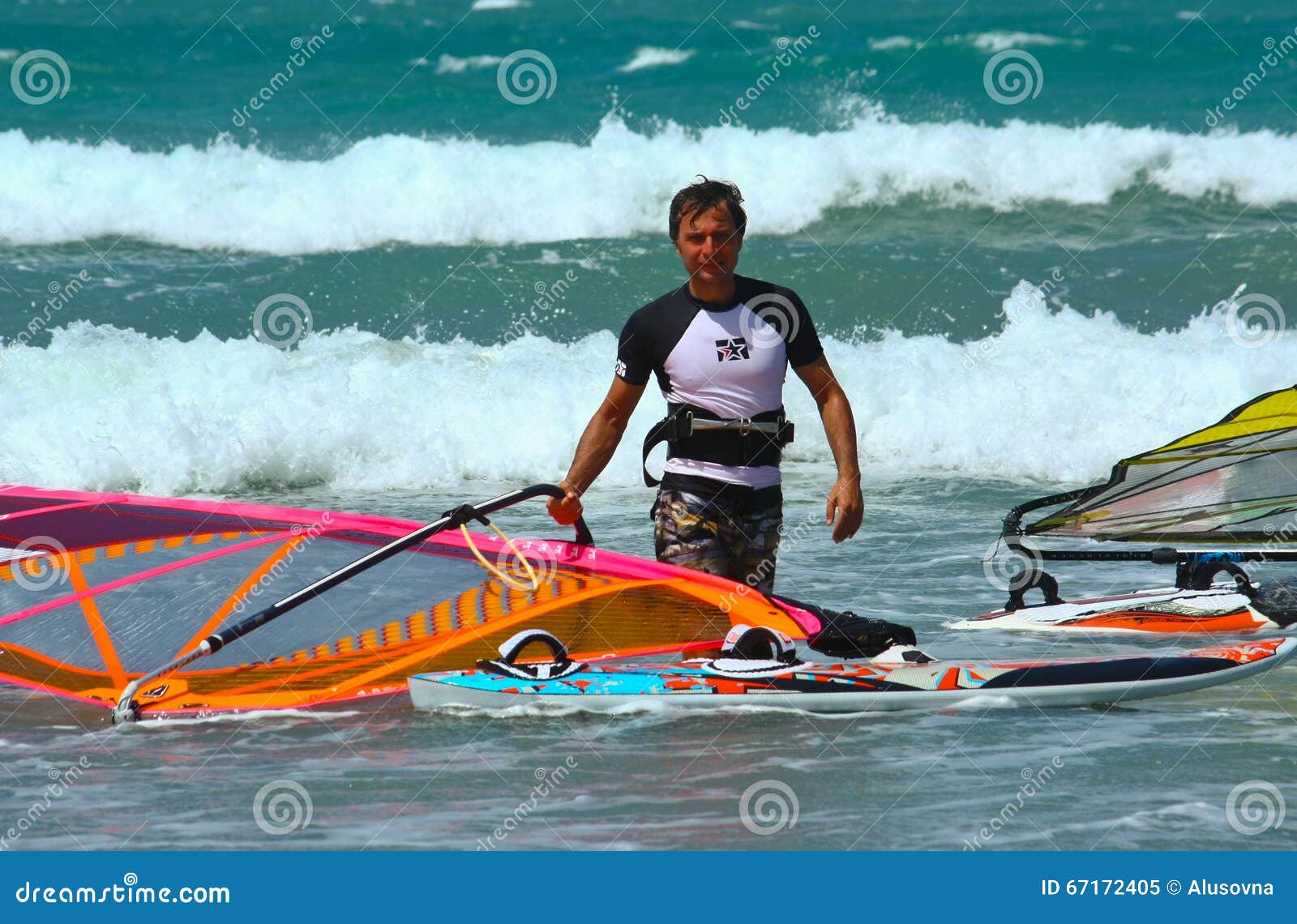 Windsurfer with sail stock image. Image of power, sail 67172405