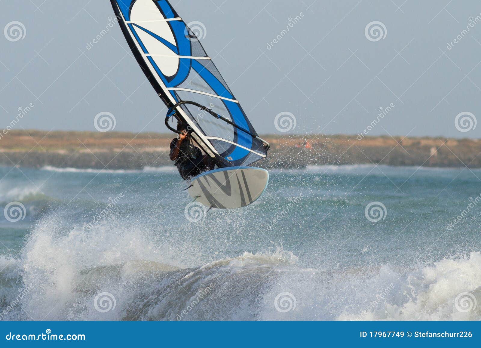 Windsurfing in big waves stock image. Image of whitewater 17967749