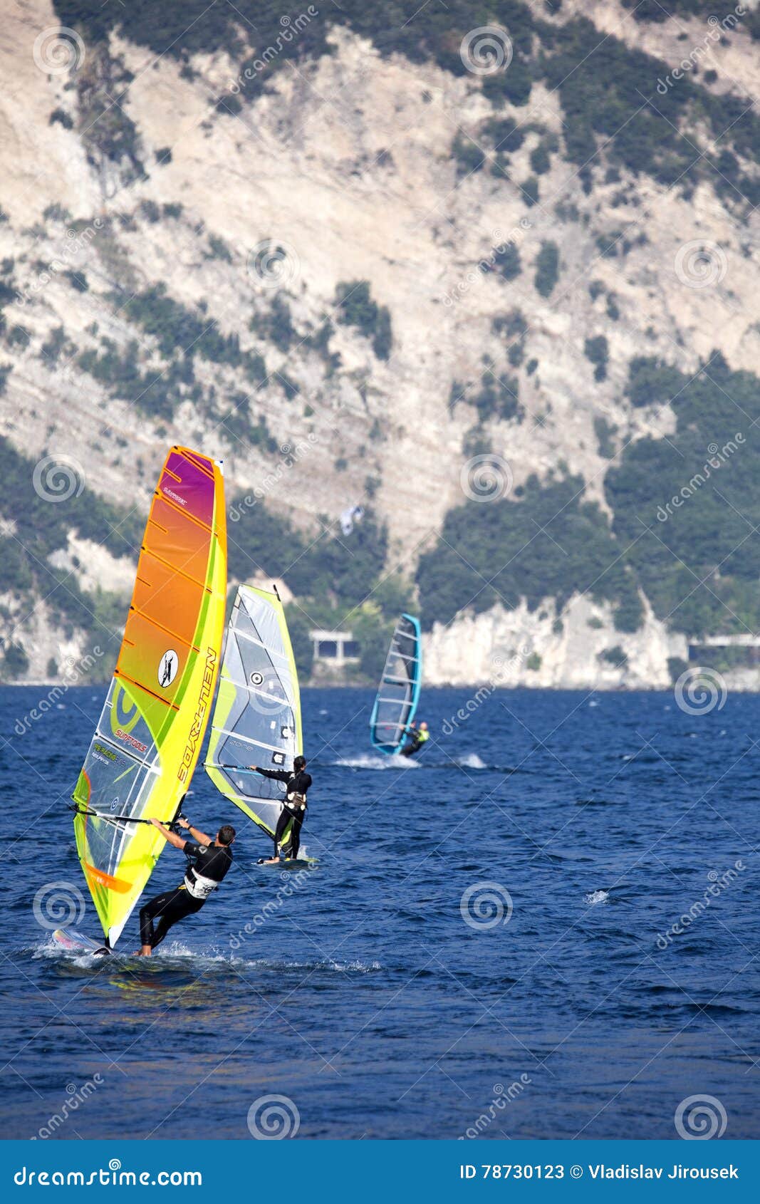 Windsurfing, Lago Di Garda, Italy Editorial Stock Photo Image of resort, sail 78730123