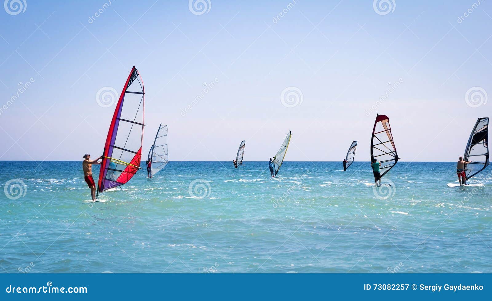 Windsurfing Sails on the Blue Sea Editorial Photography Image of