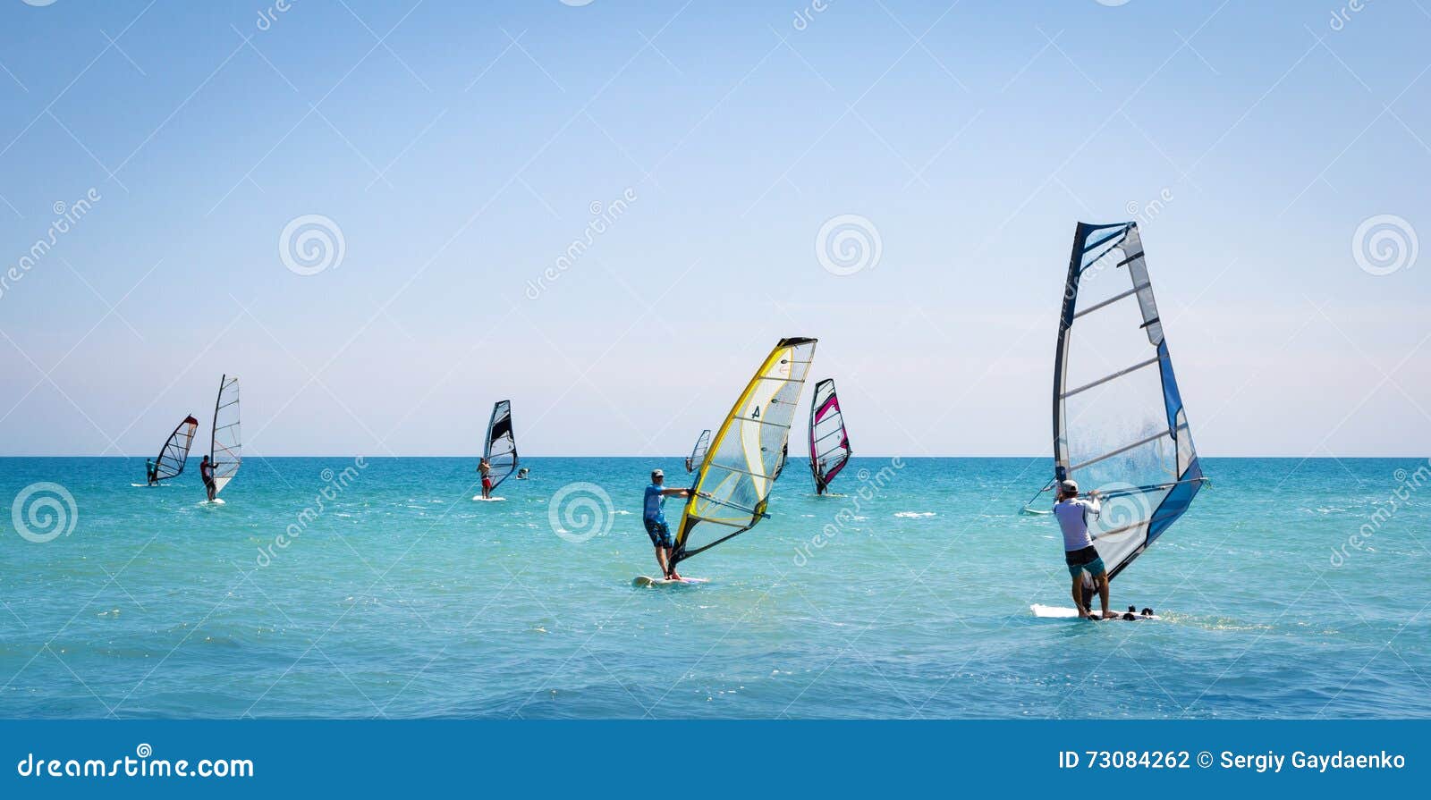 Windsurfing Sails on the Blue Sea Editorial Photography Image of