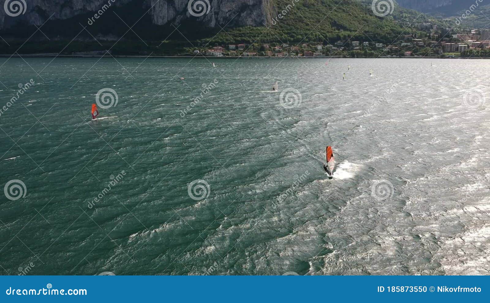 Windsurfing Scene on Lake Como Stock Footage Video of freestyle