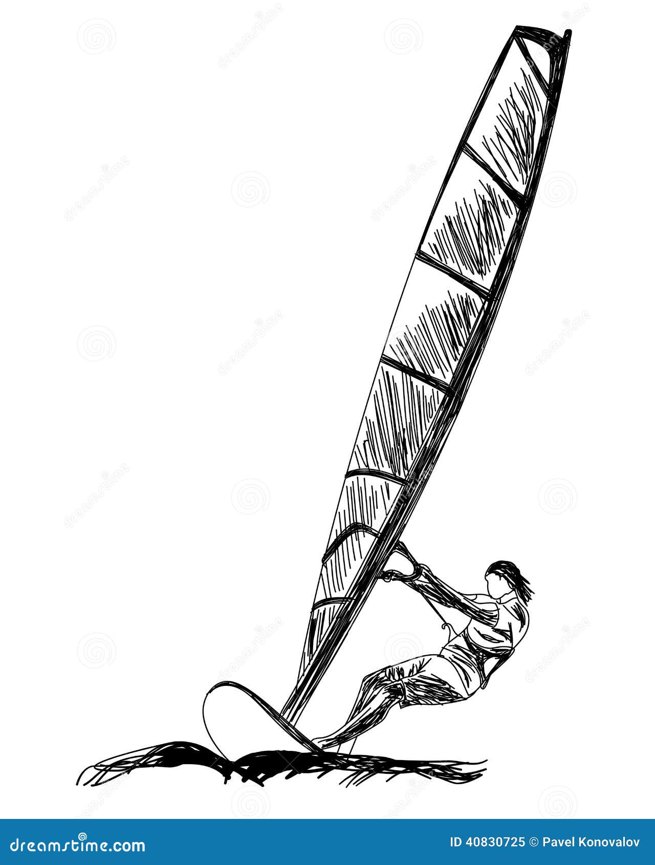 Windsurfing sketch stock vector. Illustration of drawing 40830725