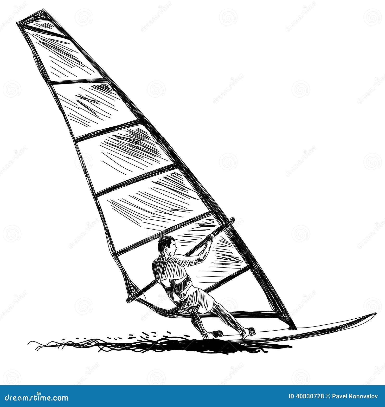 Windsurfing sketch stock vector. Illustration of drawing 40830728