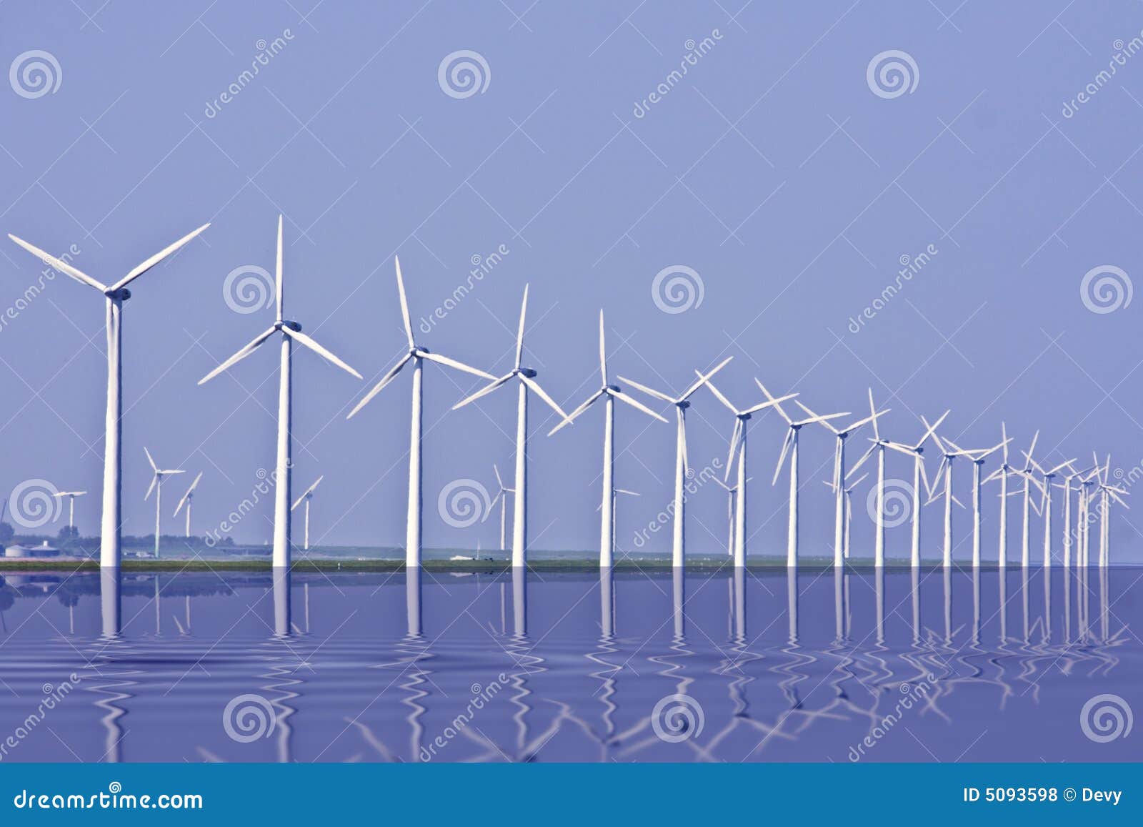 windturbines at the ijsselmeer in holland