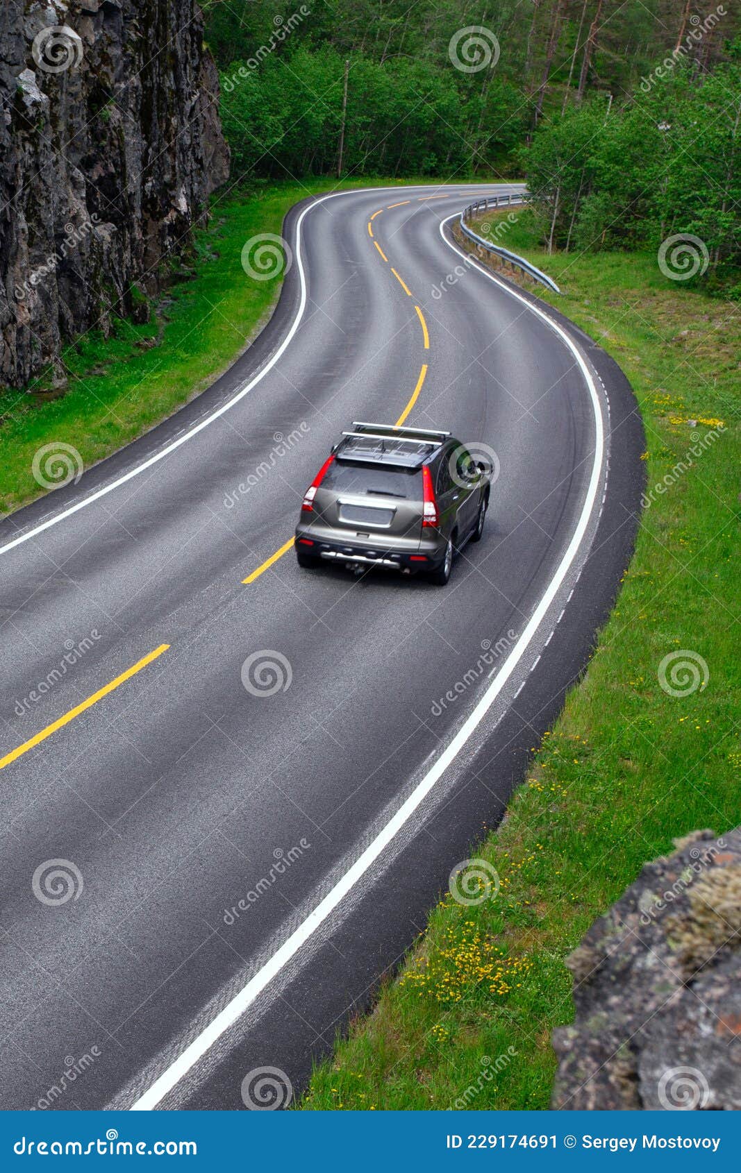 A windy road stock image. Image of drive, landscape 229174691