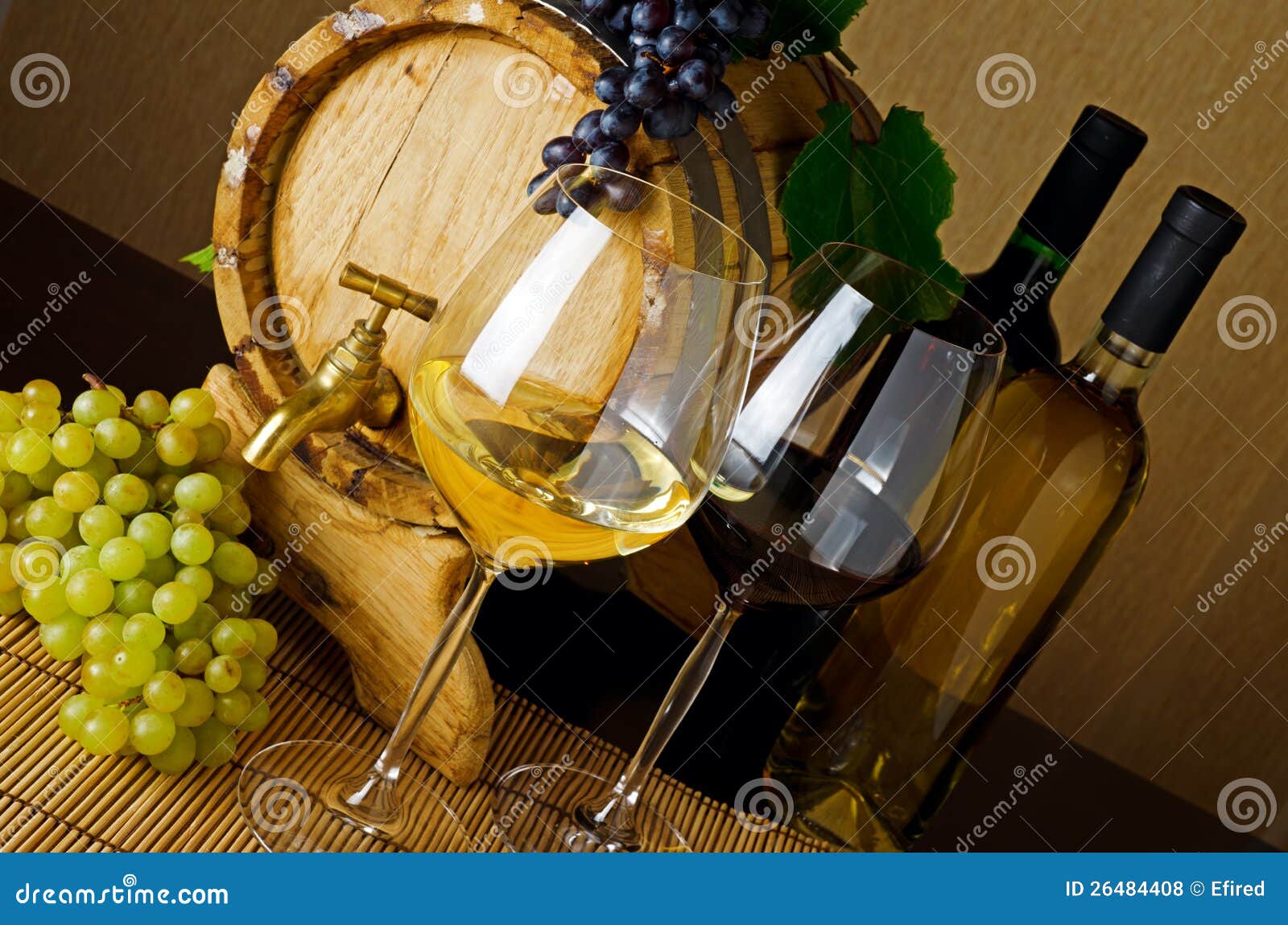 Wine stillife on the table.