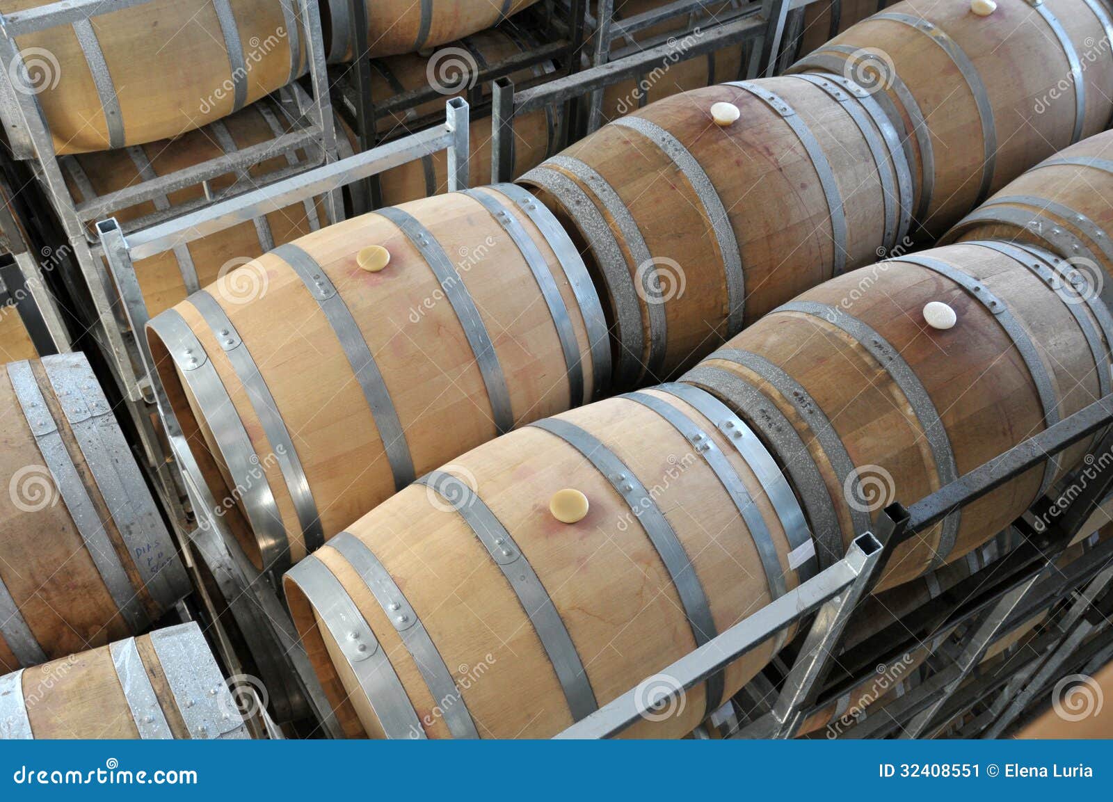 Wine aging in barrels stock image. Image of wine, winery 32408551