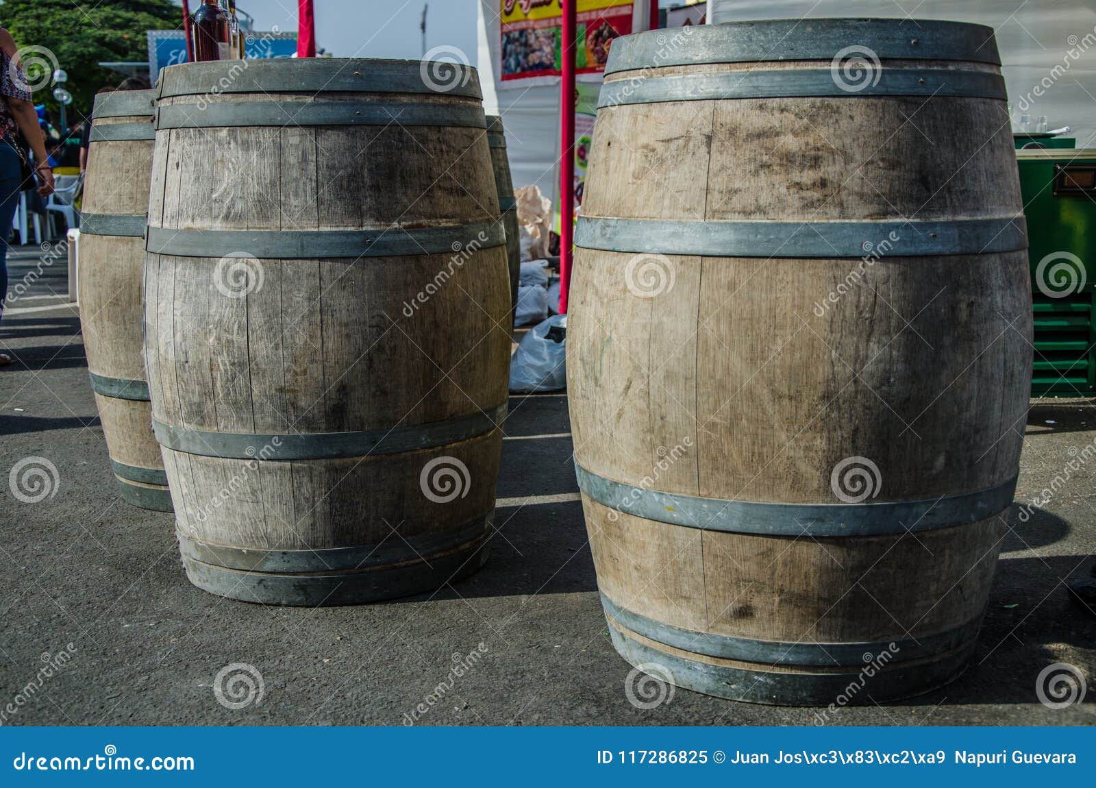 wine barrels that adorn the vendimia festival in santiago de surco