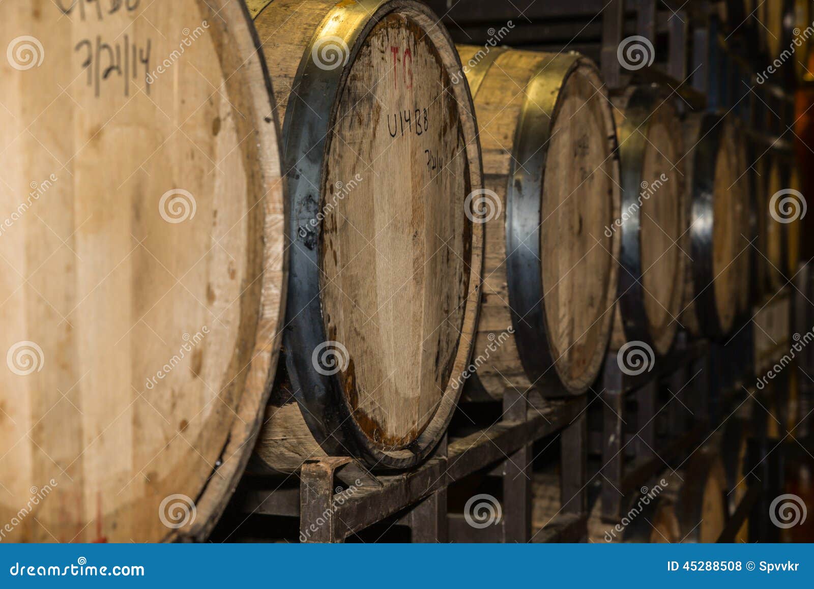 Wine or Beer Barrels in the Cellar Stock Photo Image of organic
