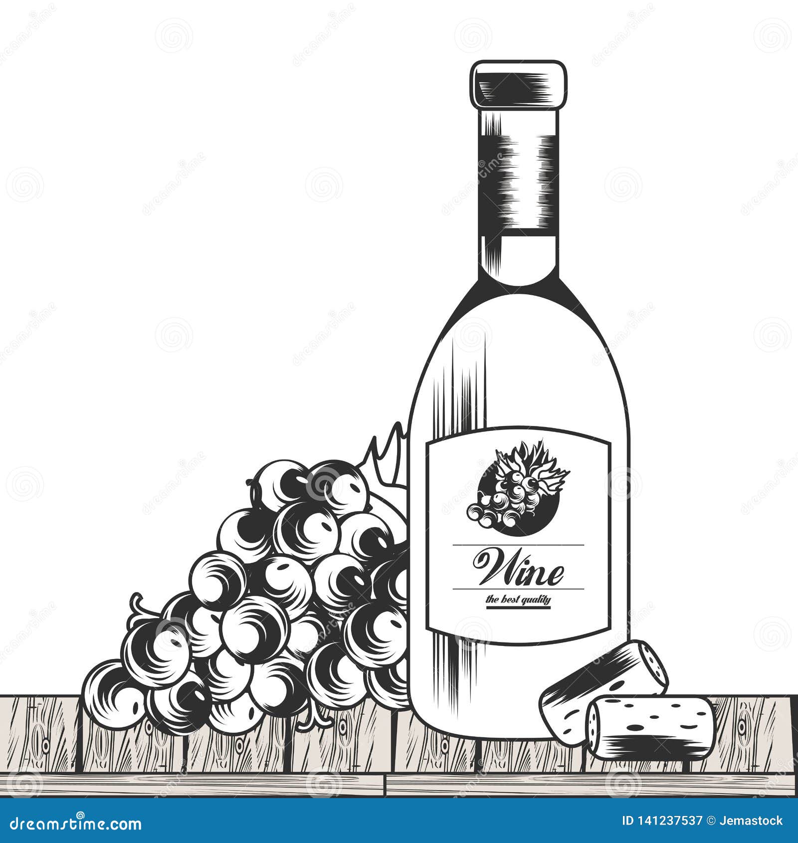 Wine Black and White Drawing Stock Vector Illustration of toast