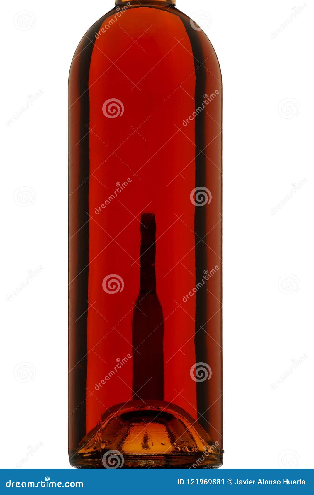 wine bottle, backlight, white background, rose wine