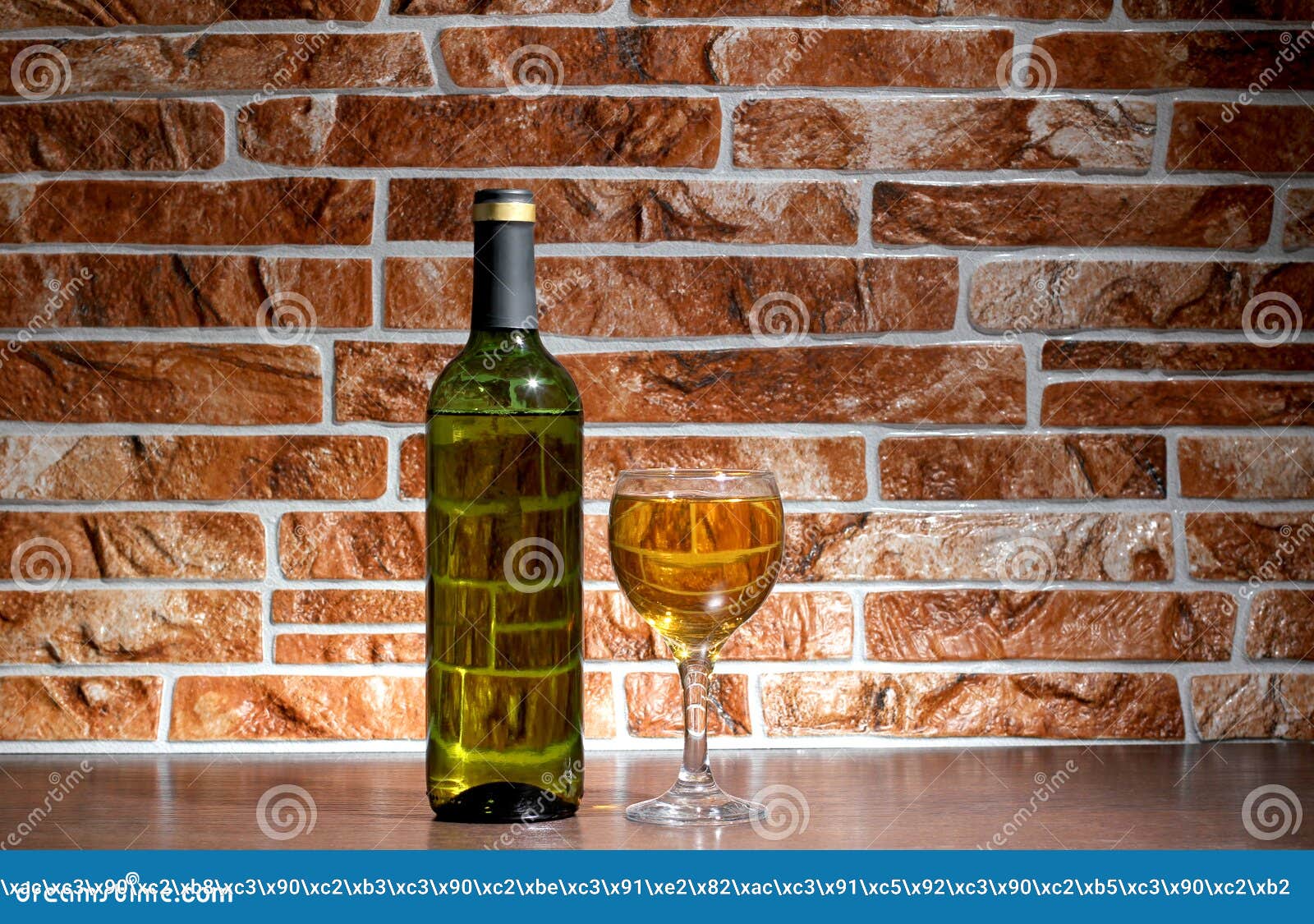 Wine of bottle on brick stock photo. Image of stone, dining 39544448