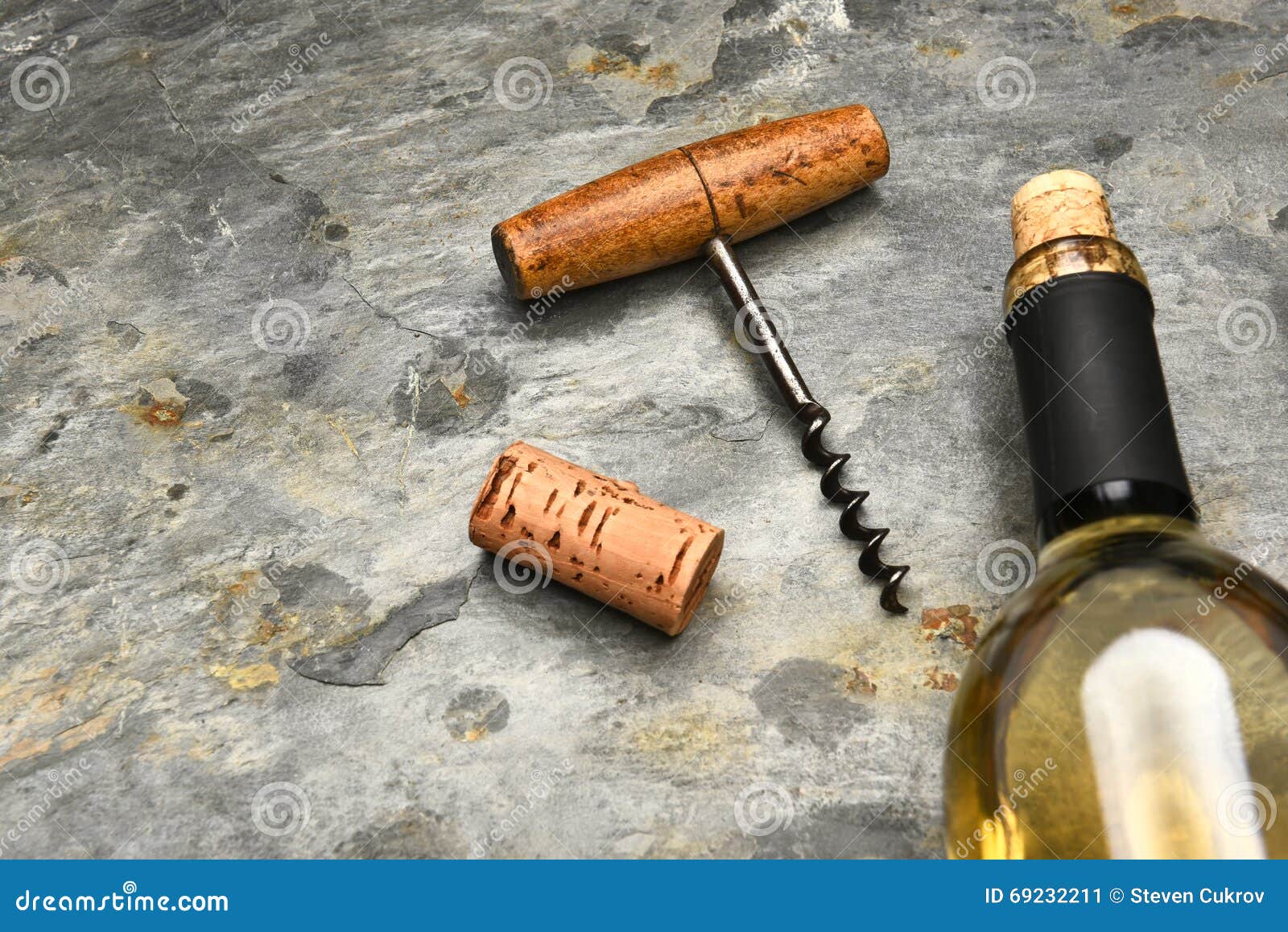 Wine Bottle Cork on Slate stock image. Image of yellow 69232211