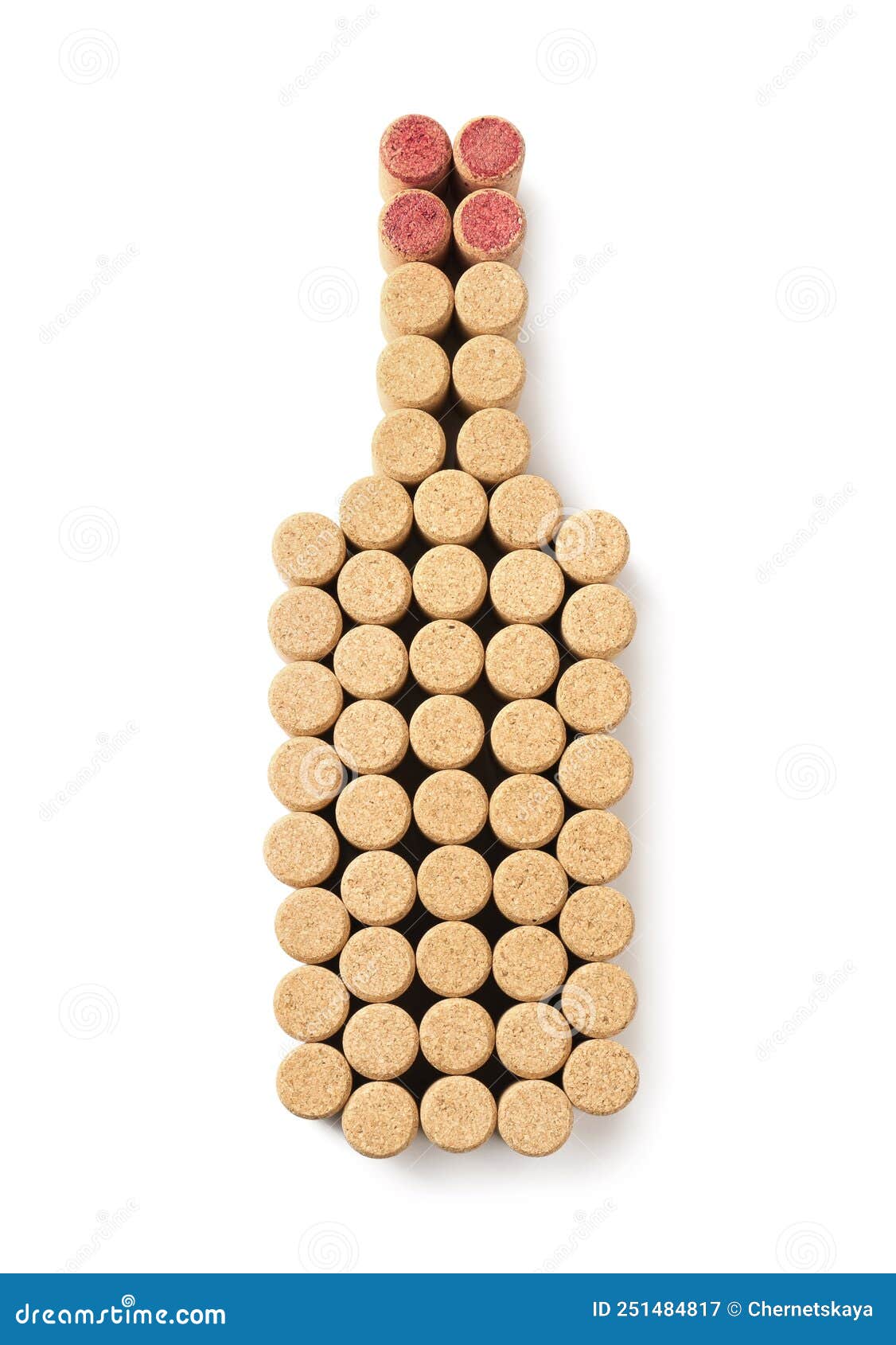 Wine Bottle of Corks Isolated on White, Top View Stock Image Image of