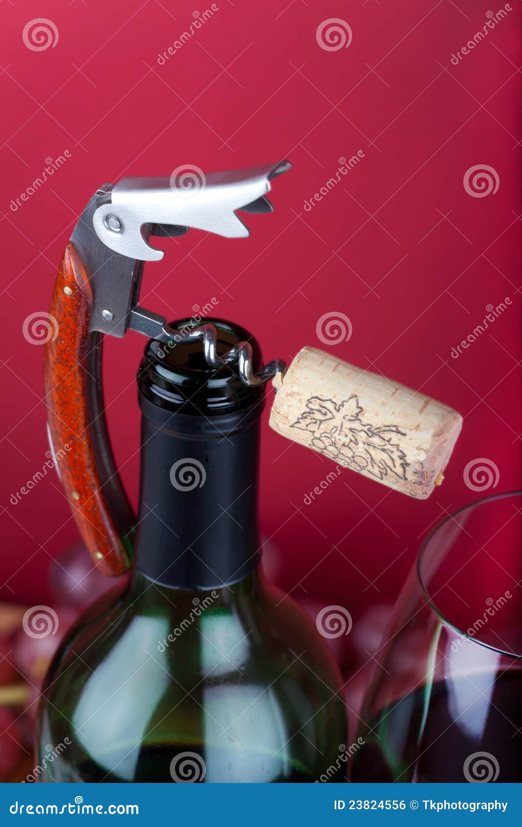 Wine Bottle with Corkscrew stock photo. Image of focus 23824556