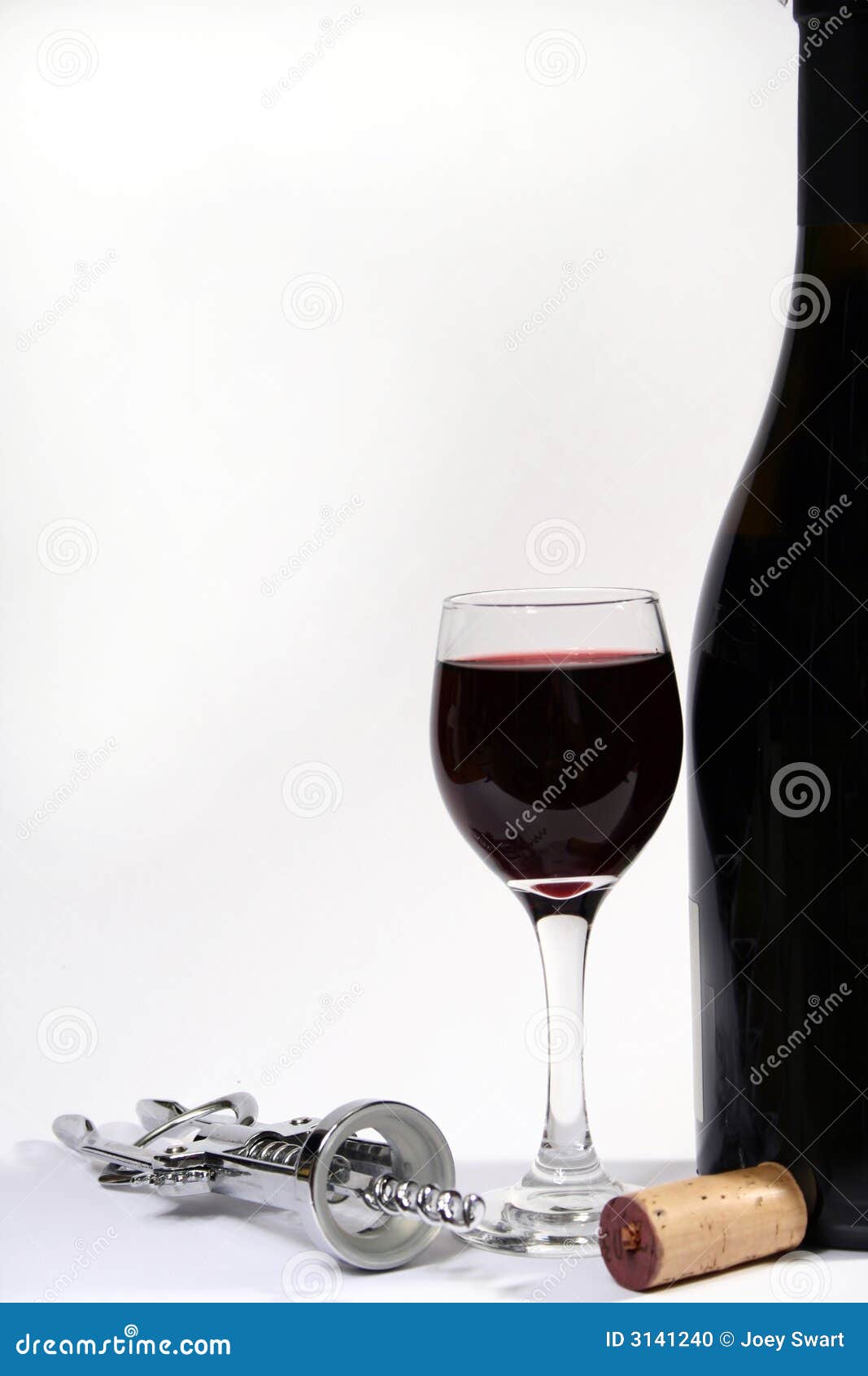 Wine Bottle, Glass and Corkscrew Stock Photo Image of wine, cork 3141240