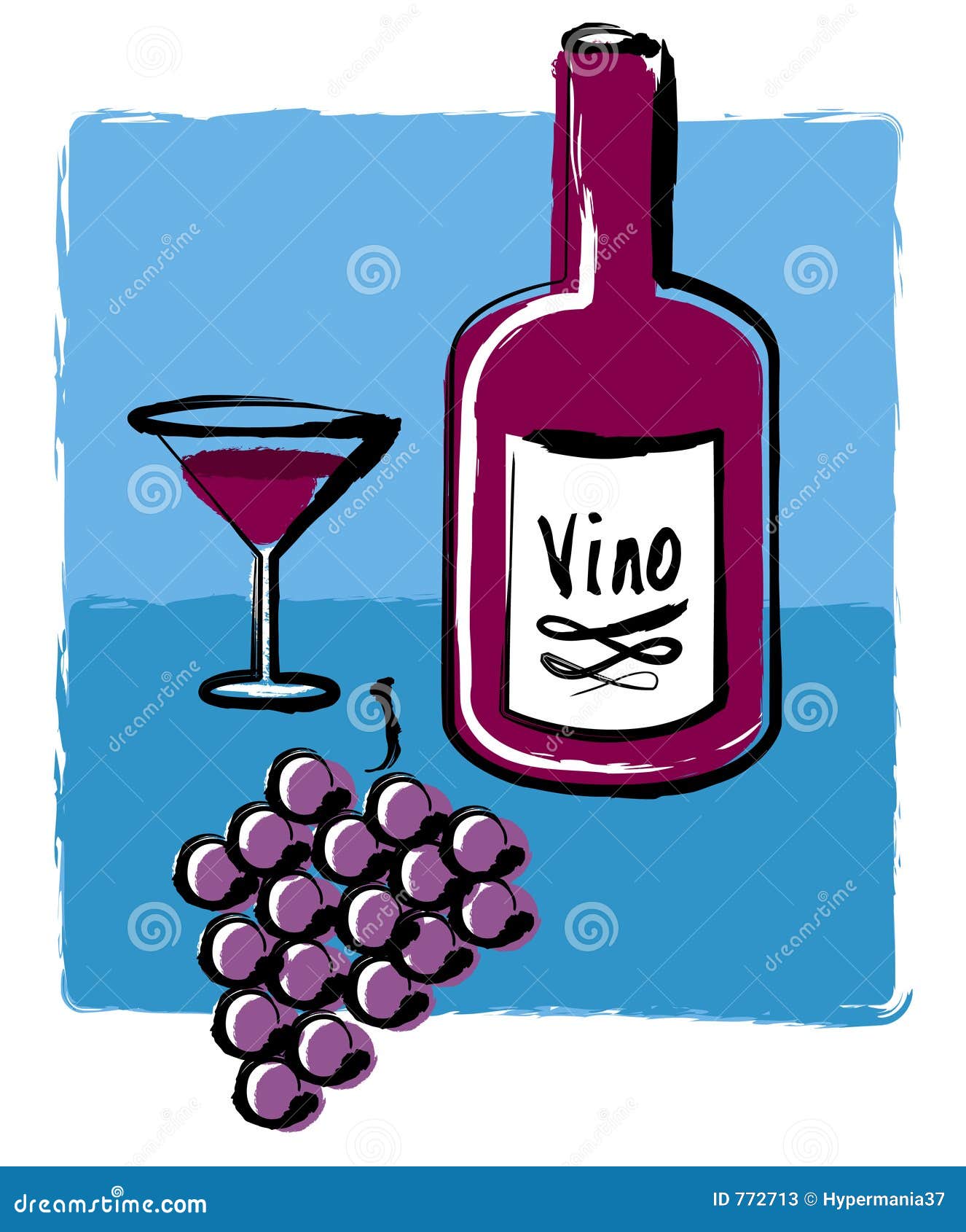 Wine Bottle Glass and Grapes Stock Illustration - Illustration of french,  vines: 772713