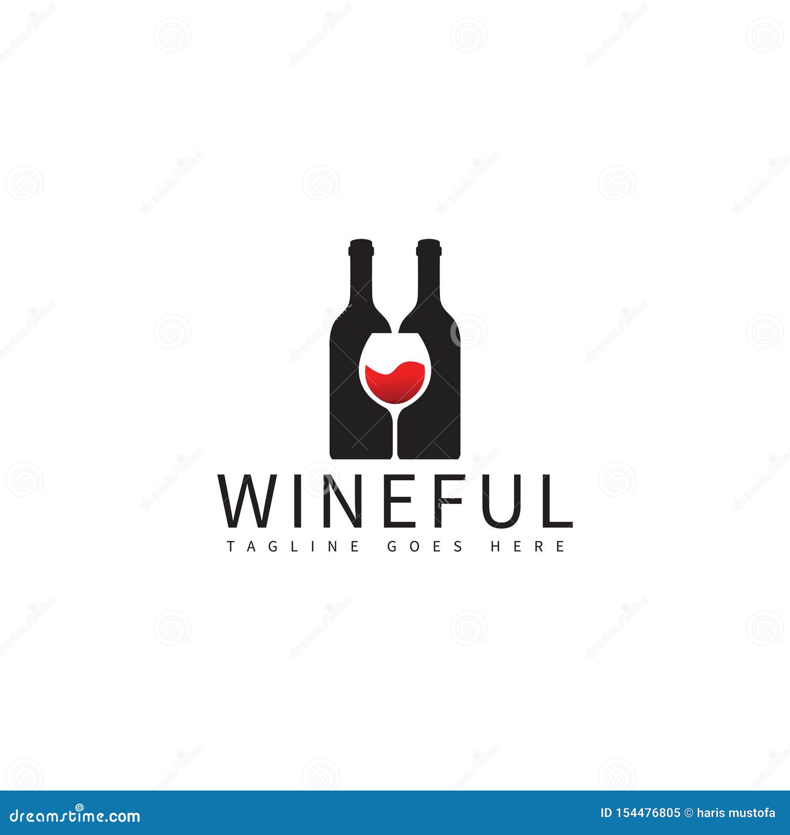 Wine Bottle and Glass Logo Design Template Stock Illustration