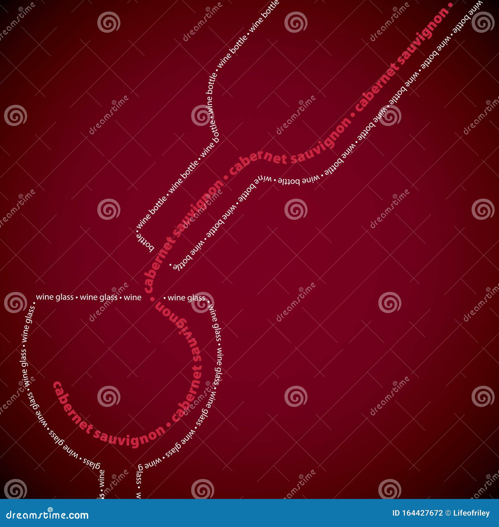 Wine Bottle and Glass Made from Words Stock Vector Illustration of