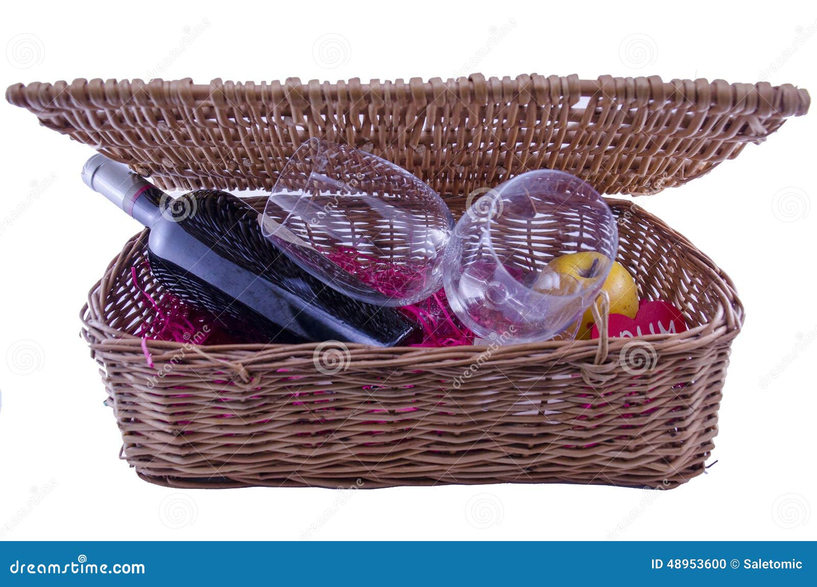Wine Bottle and Glasses in a Picnic Box Stock Photo Image of symbols