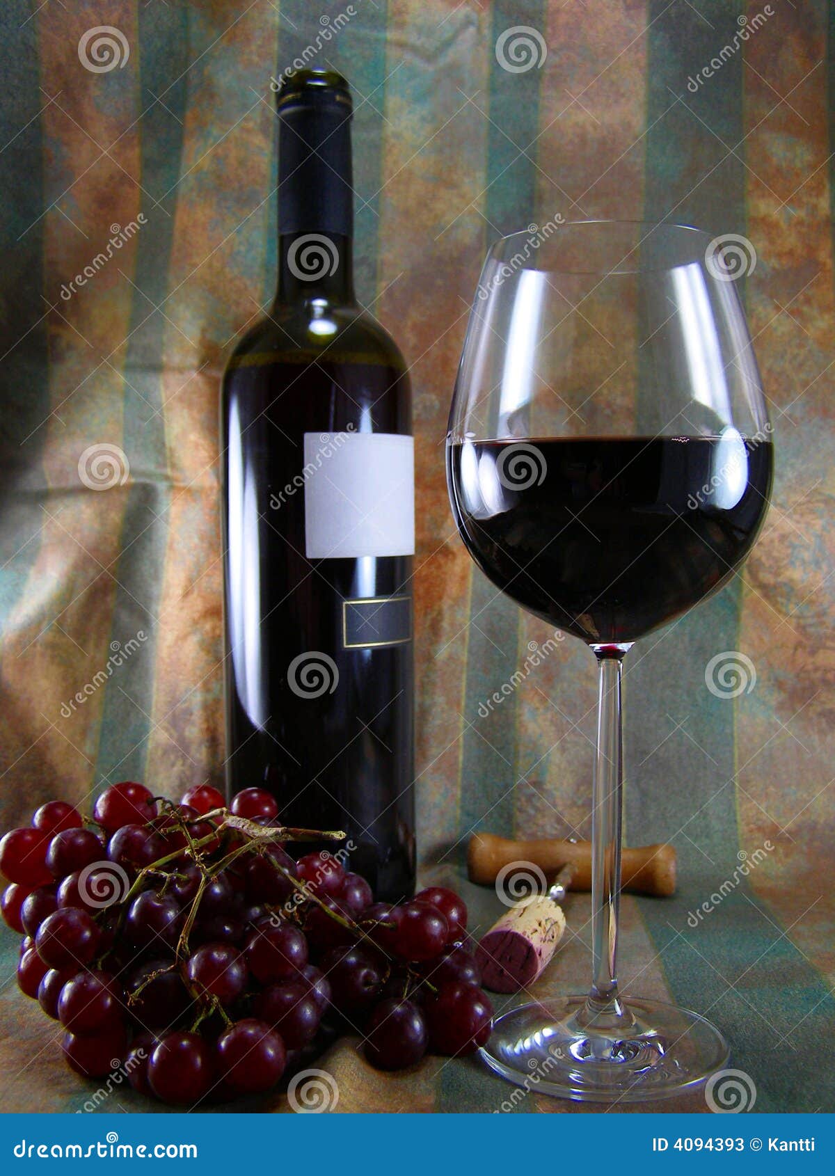Wine, Bottle and Grapes stock image. Image of label, arrangement - 4094393